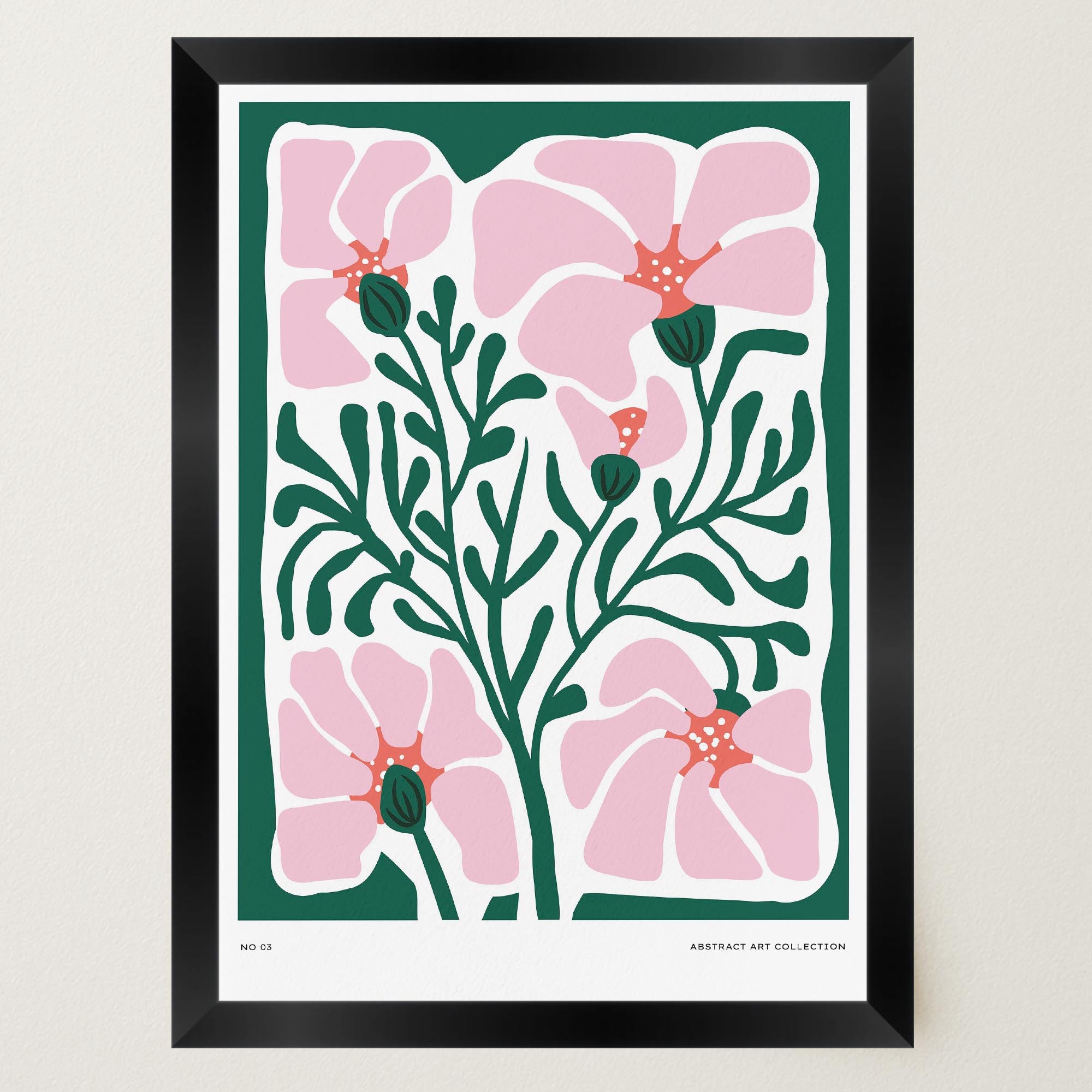 Pink & Green Abstract Floral Art Print-Skudaboo