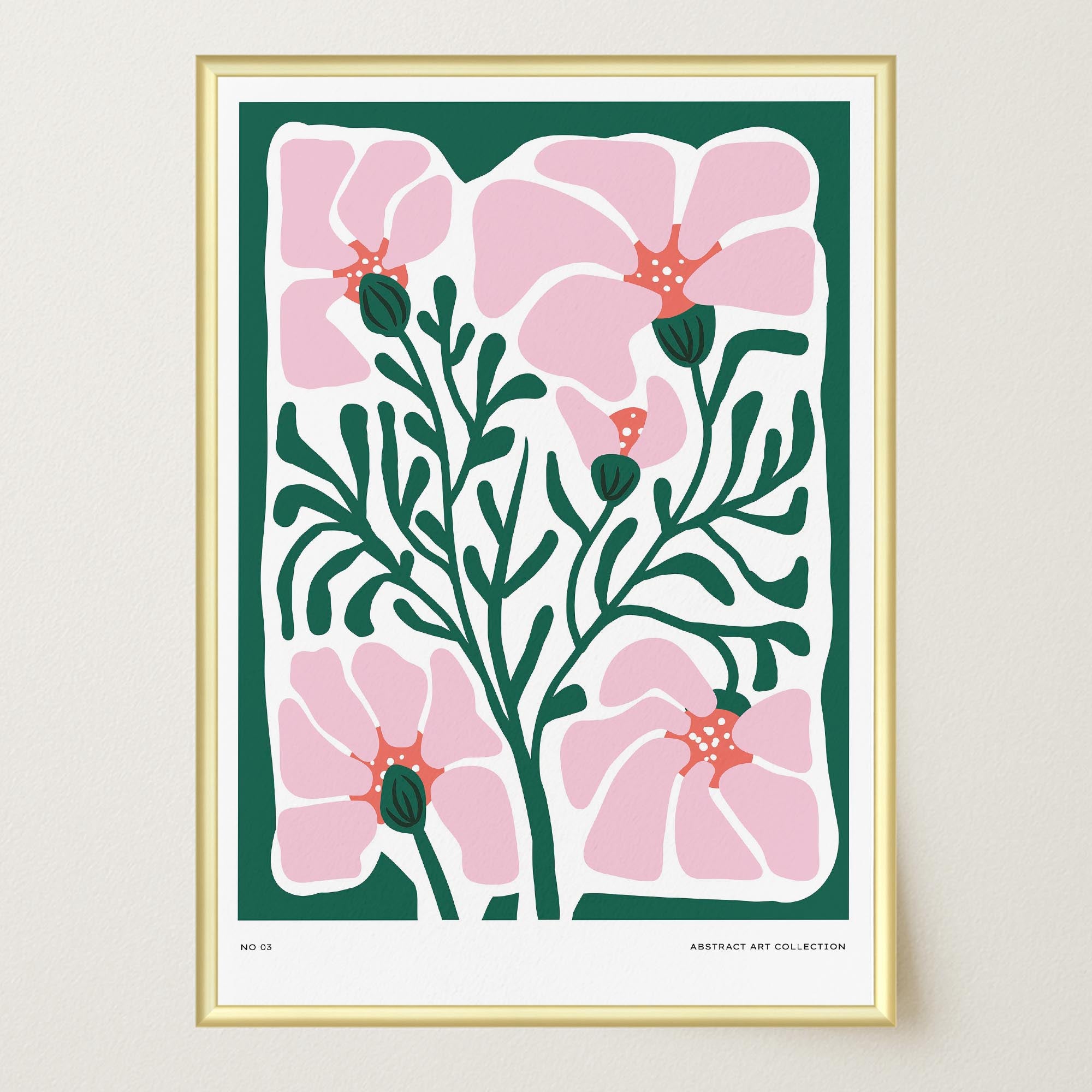Pink & Green Abstract Floral Art Print-Skudaboo