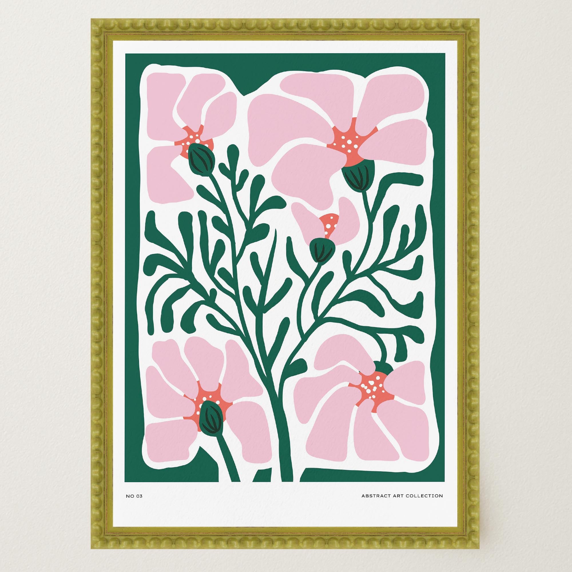 Pink & Green Abstract Floral Art Print-Skudaboo
