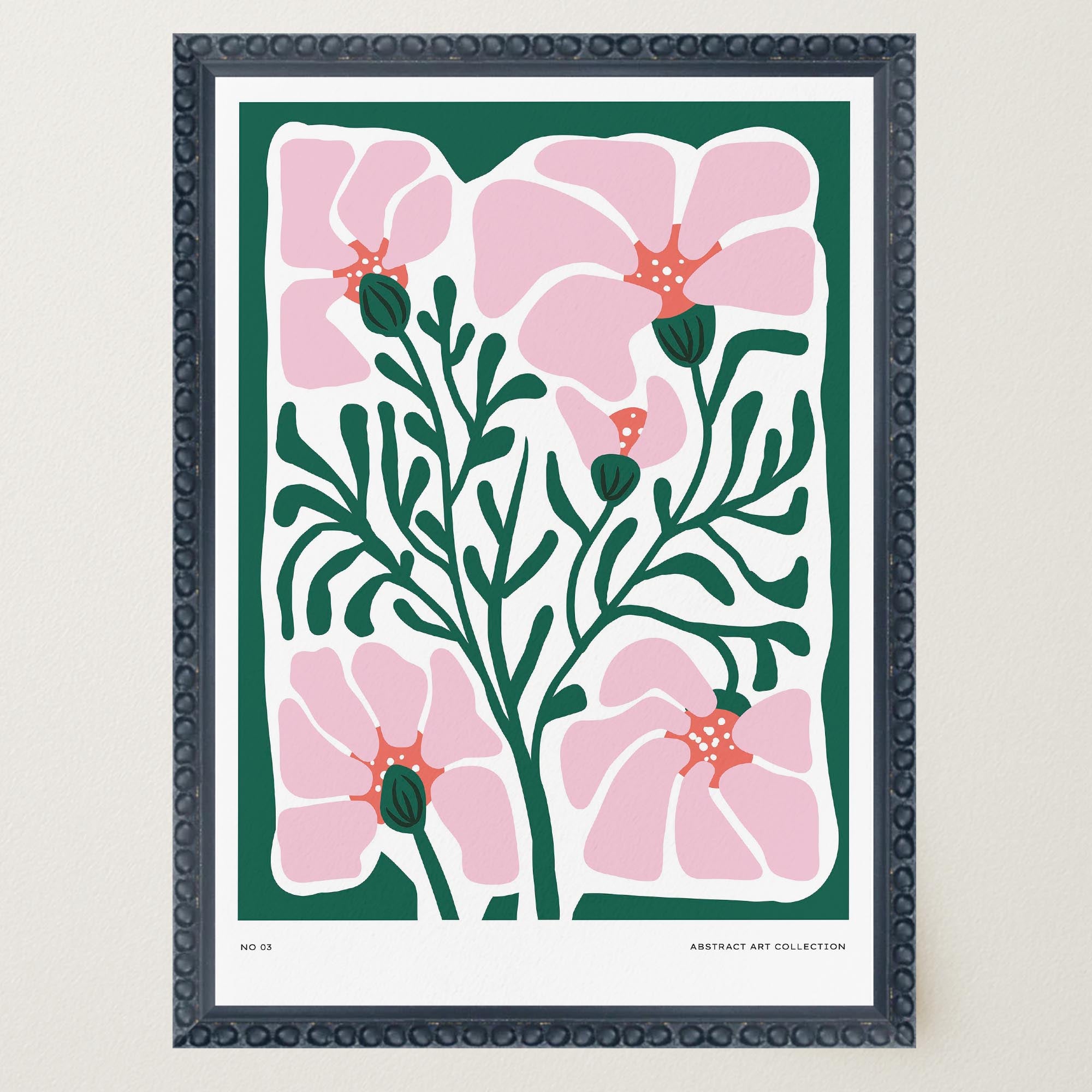 Pink & Green Abstract Floral Art Print-Skudaboo