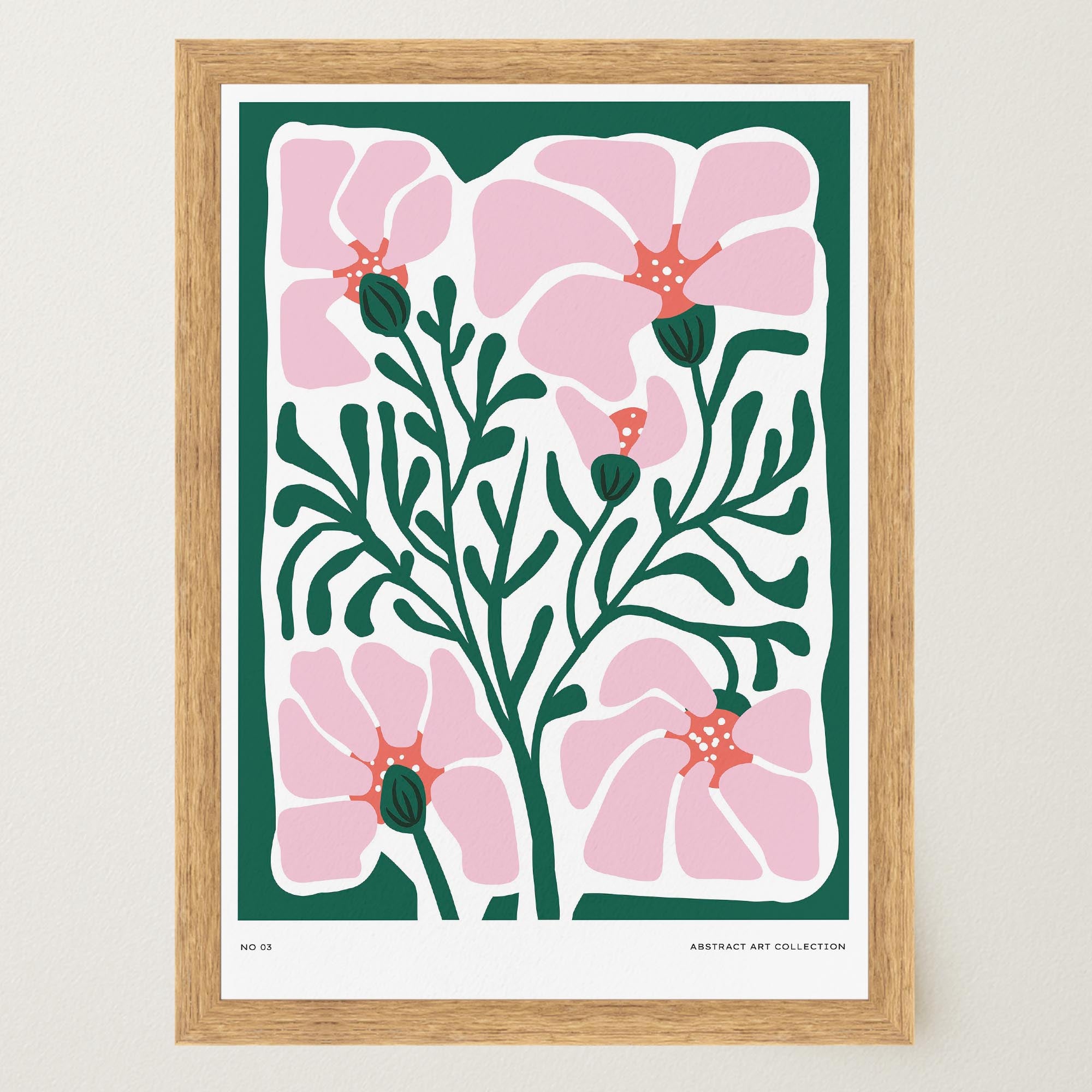 Pink & Green Abstract Floral Art Print-Skudaboo