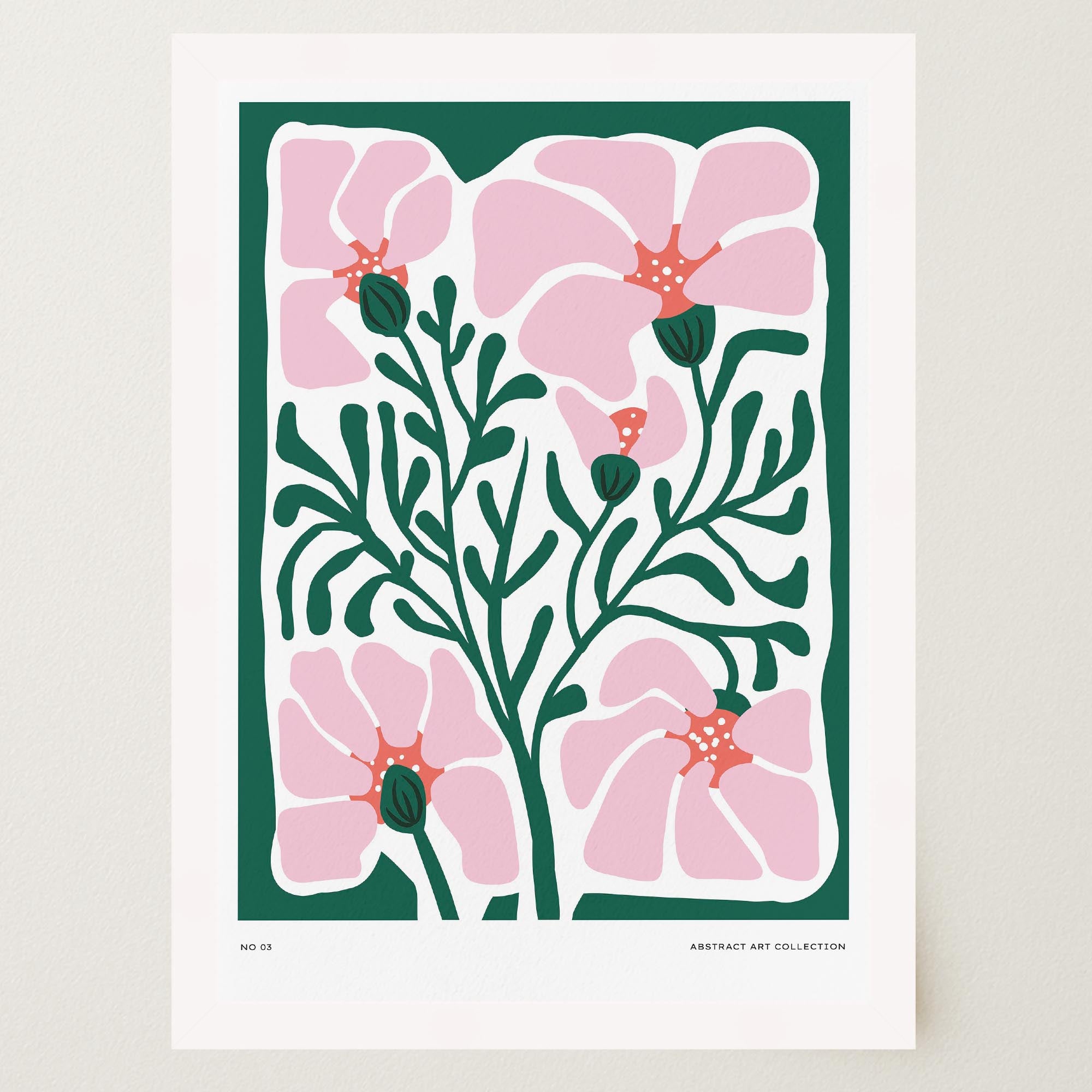 Pink & Green Abstract Floral Art Print-Skudaboo