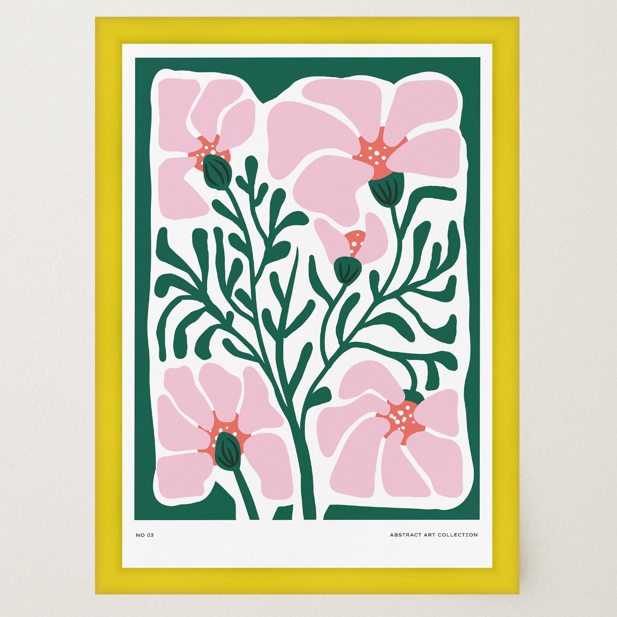 Pink & Green Abstract Floral Art Print-Skudaboo