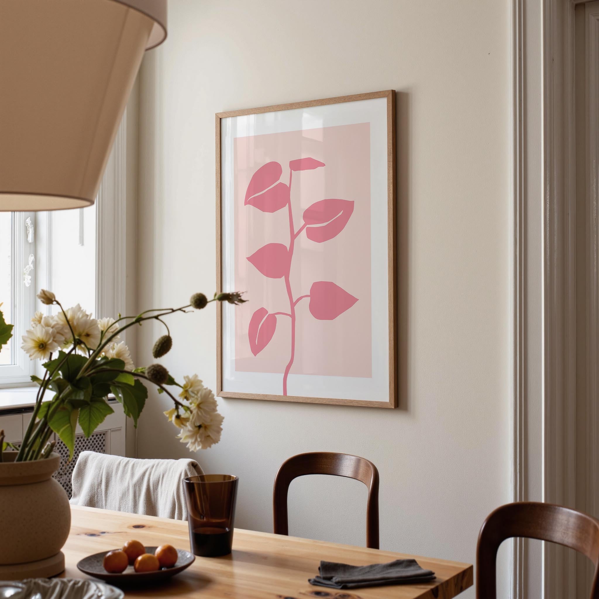 Pink Vine Abstract Art Print-Skudaboo