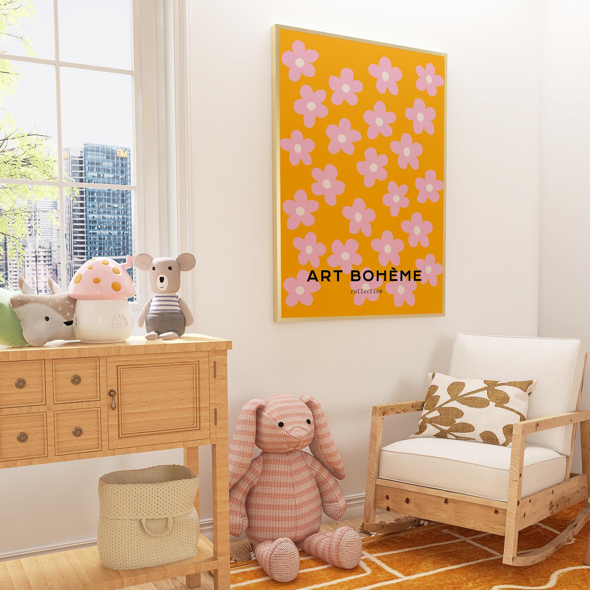 Daisy Floral Pattern Art Print-Skudaboo