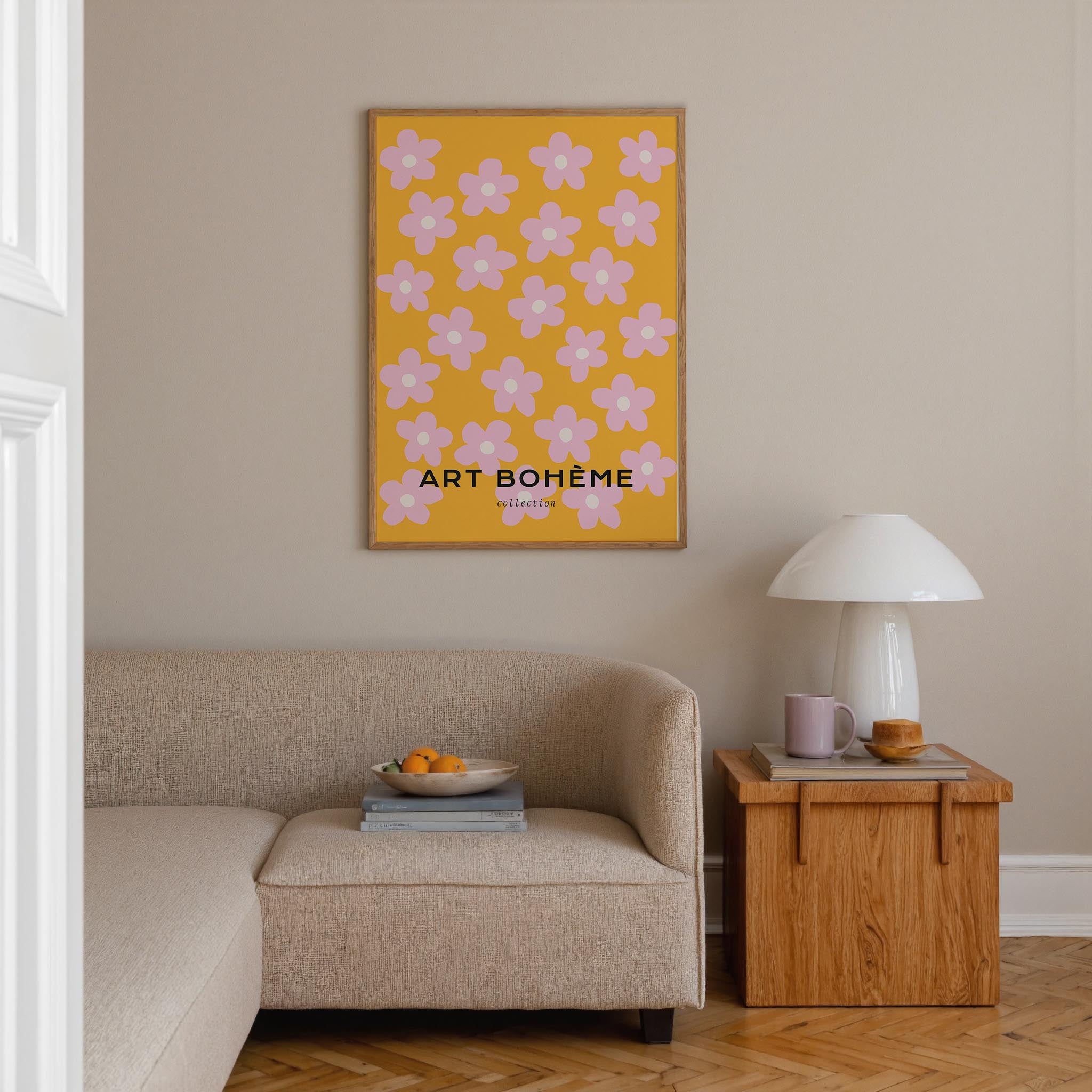 Daisy Floral Pattern Art Print-Skudaboo