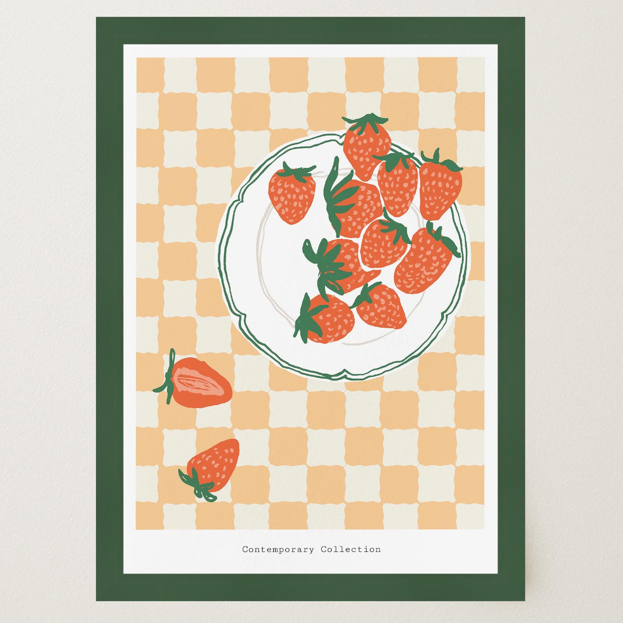 Gingham Strawberry Wall Art Print-Skudaboo