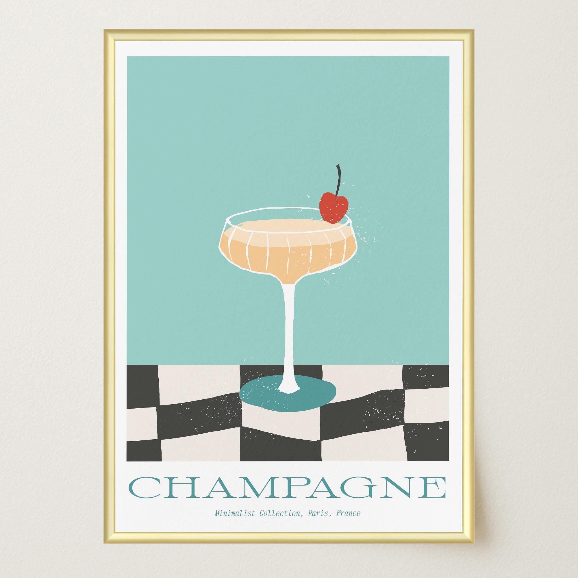 Champagne Cocktail Wall Art Print-Skudaboo