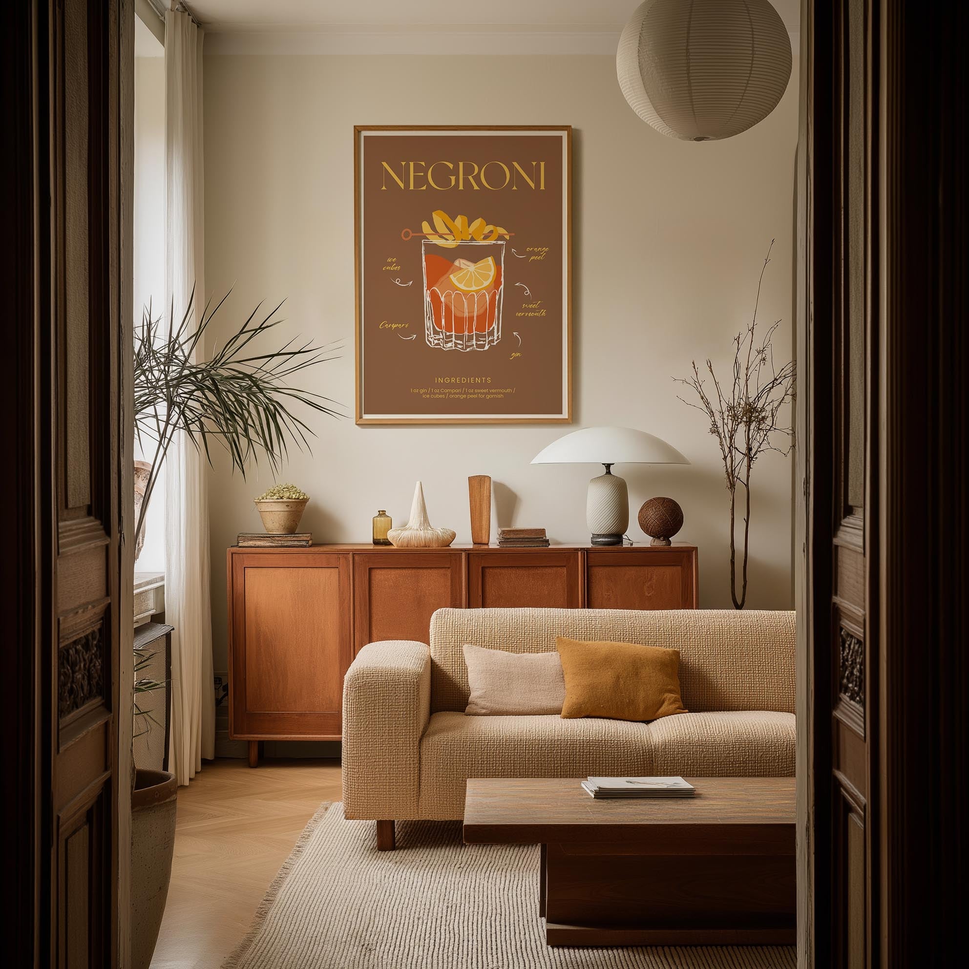 Negroni Cocktail Wall Art Print-Skudaboo