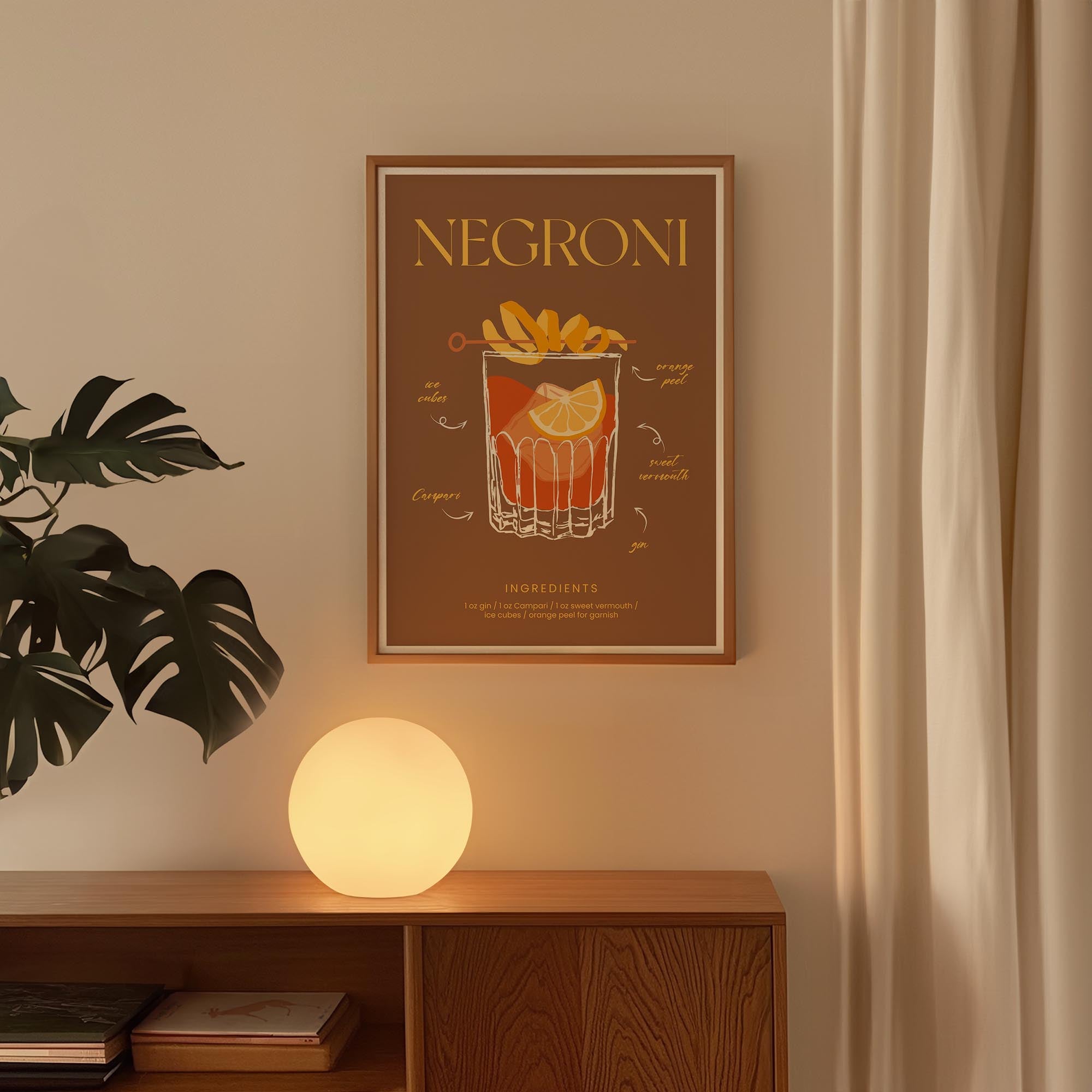 Negroni Cocktail Wall Art Print-Skudaboo