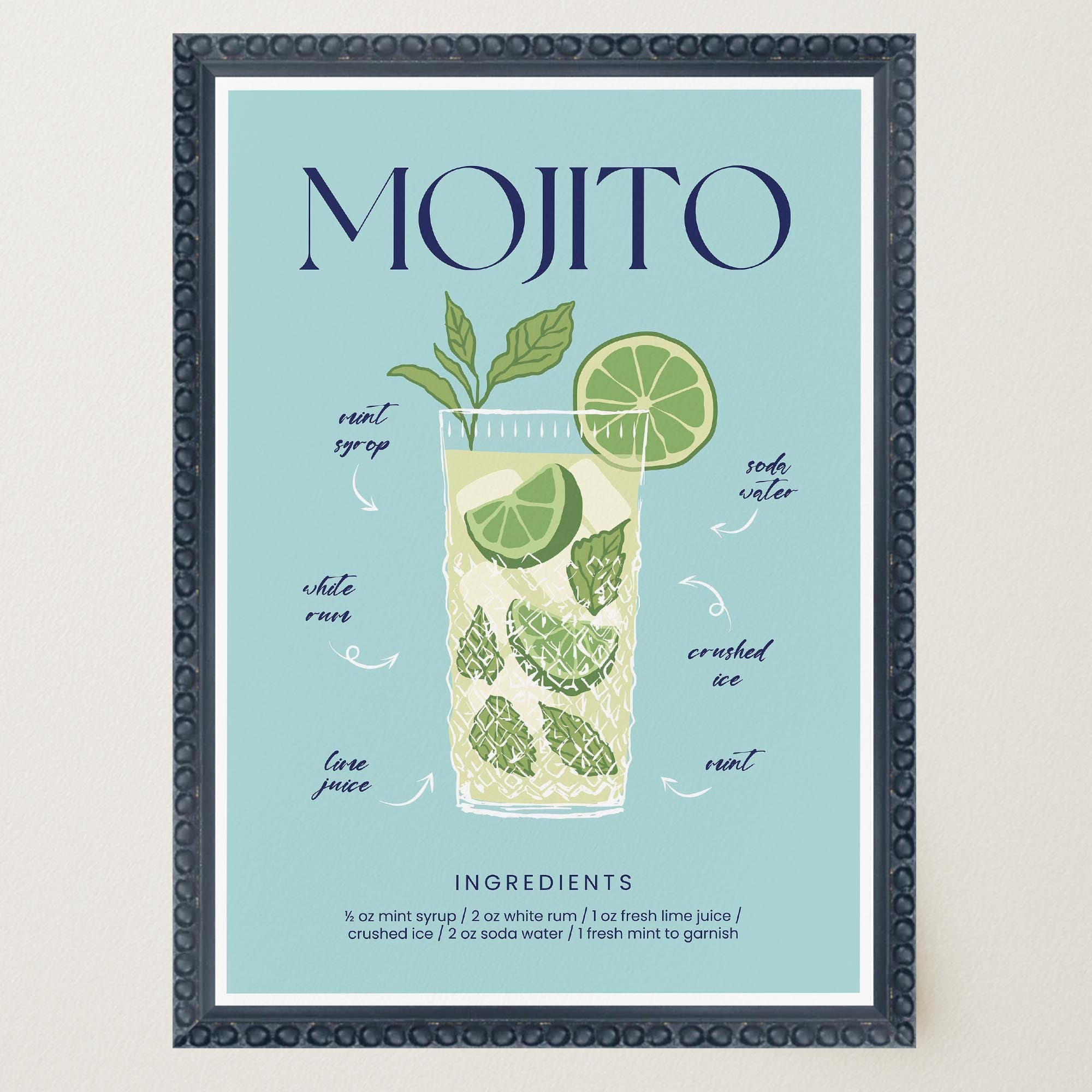 Mojito Cocktail Wall Art Print-Skudaboo