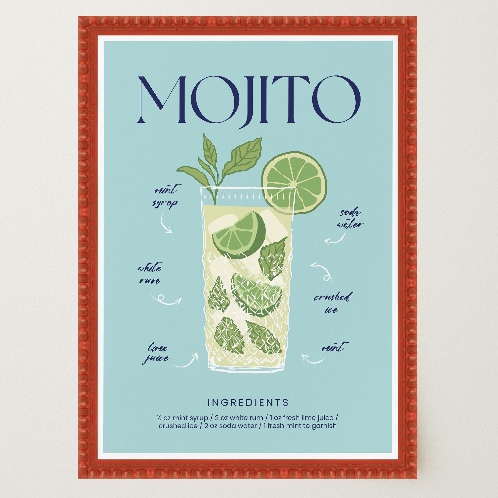 Mojito Cocktail Wall Art Print-Skudaboo