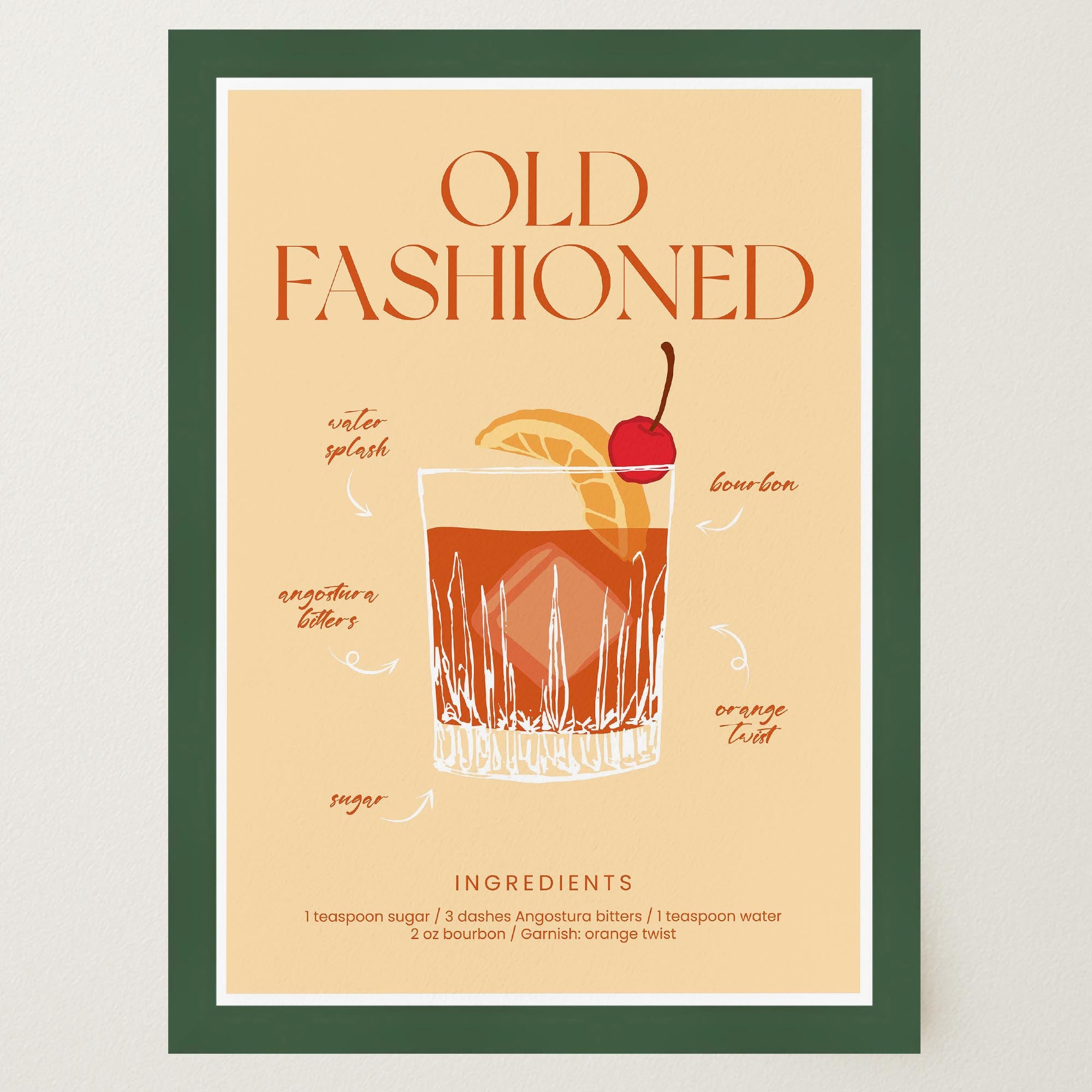 Old Fashioned Cocktail Wall Art Print-Skudaboo