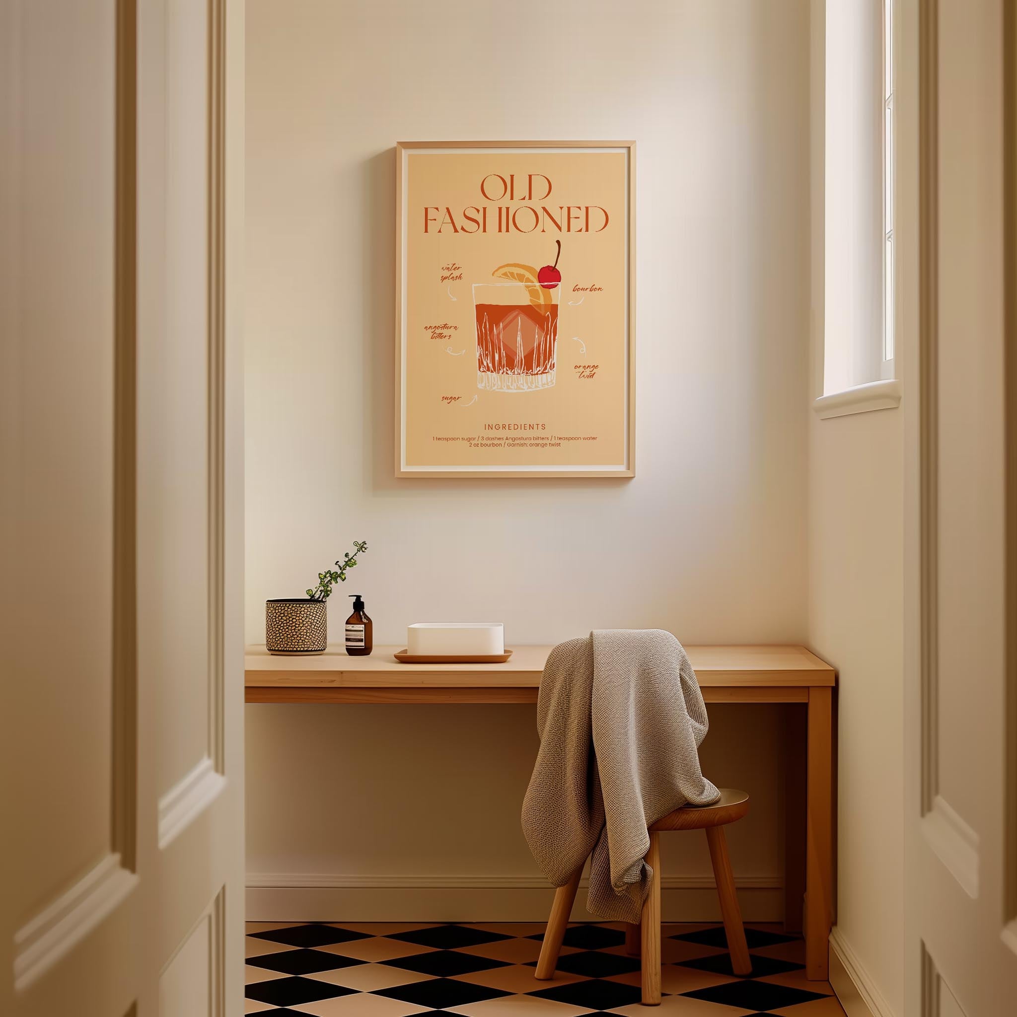 Old Fashioned Cocktail Wall Art Print-Skudaboo