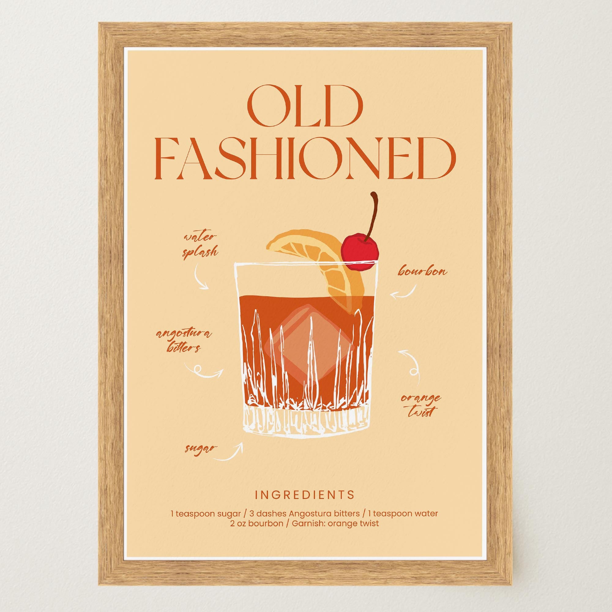 Old Fashioned Cocktail Wall Art Print-Skudaboo