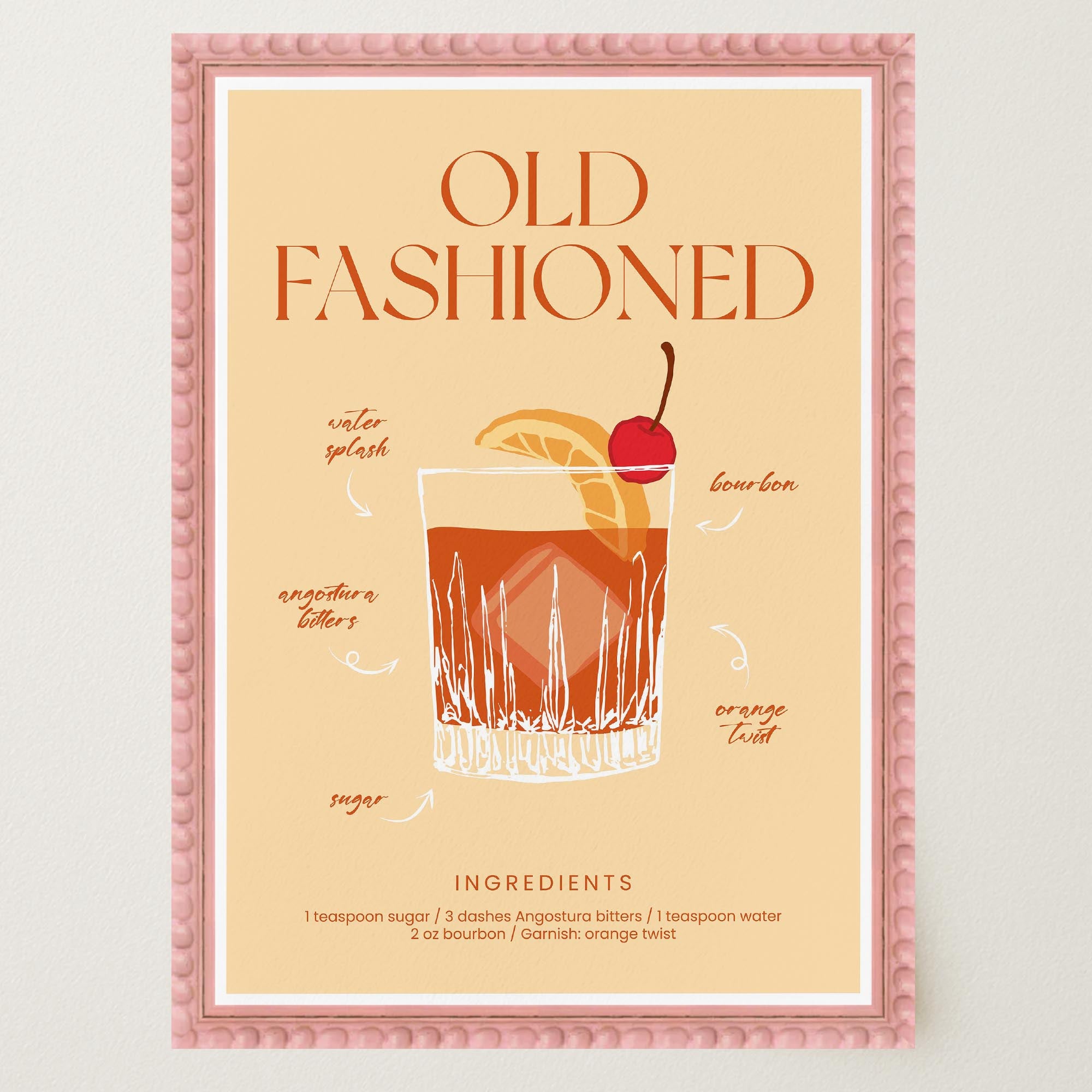Old Fashioned Cocktail Wall Art Print-Skudaboo