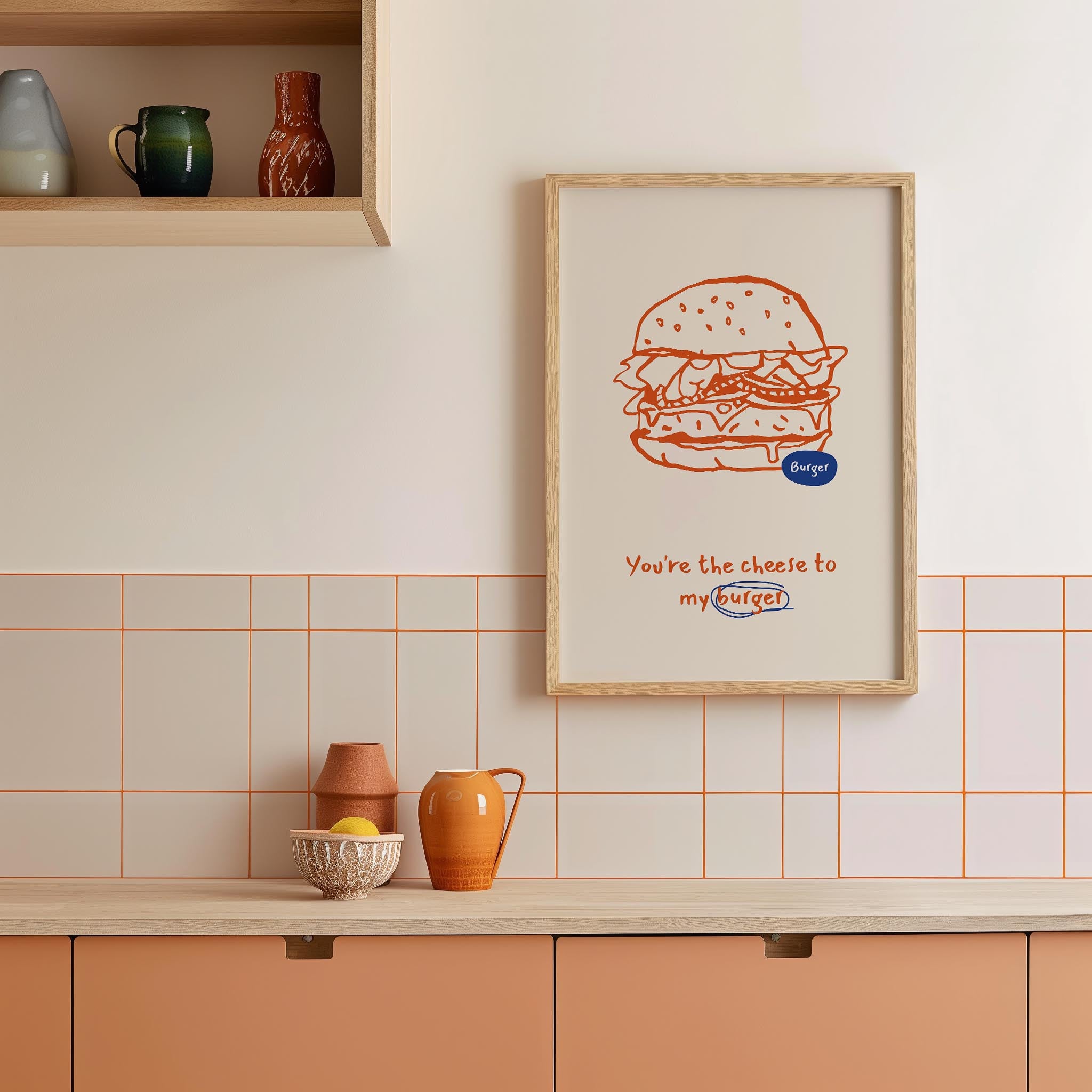 You're the Cheese to My Burger Food Wall Art Print-Skudaboo