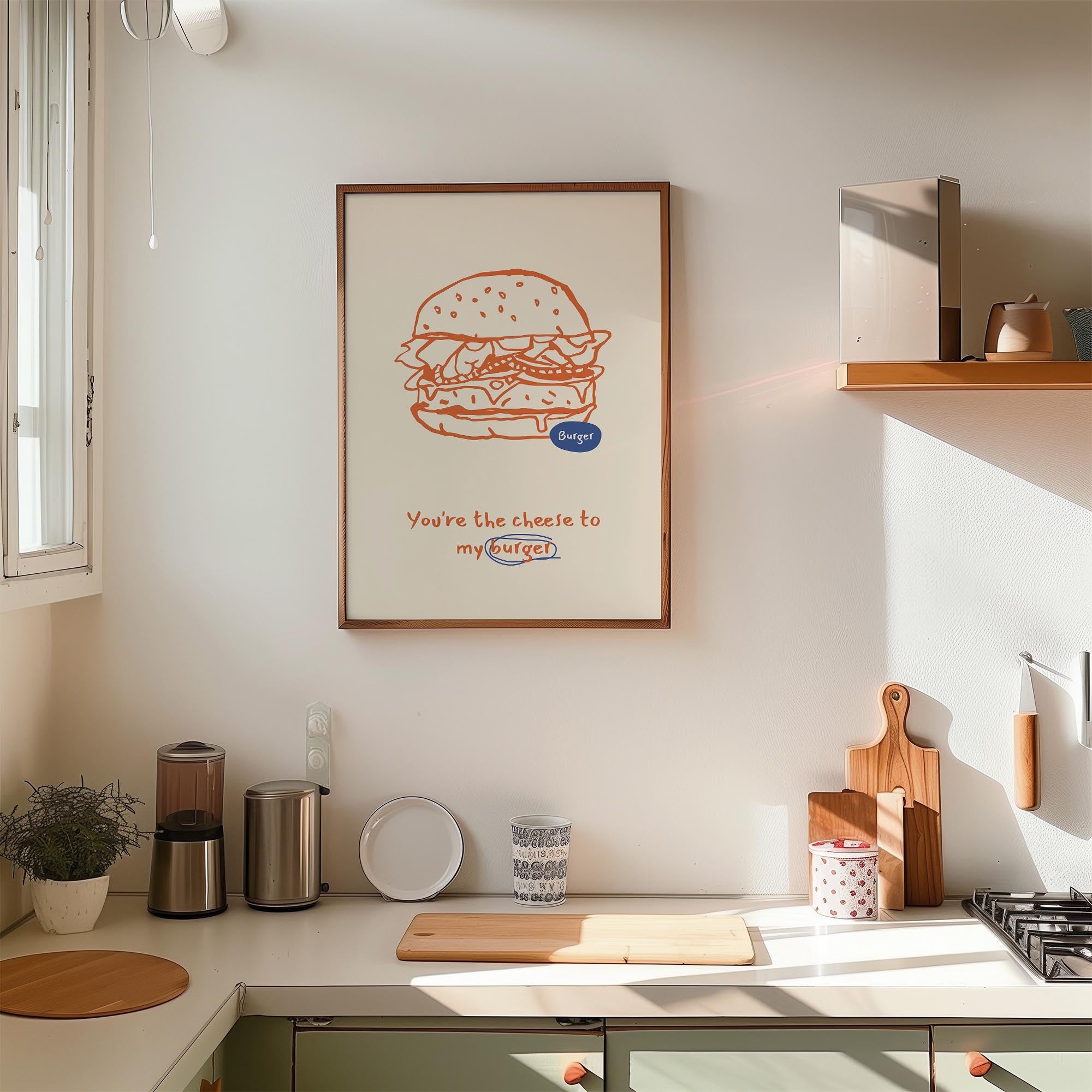 You're the Cheese to My Burger Food Wall Art Print-Skudaboo