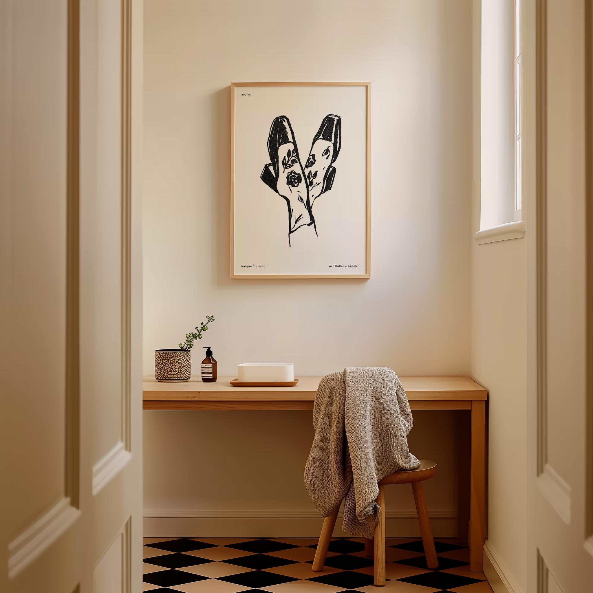 Black and White Shoes Wall Art Print-Skudaboo