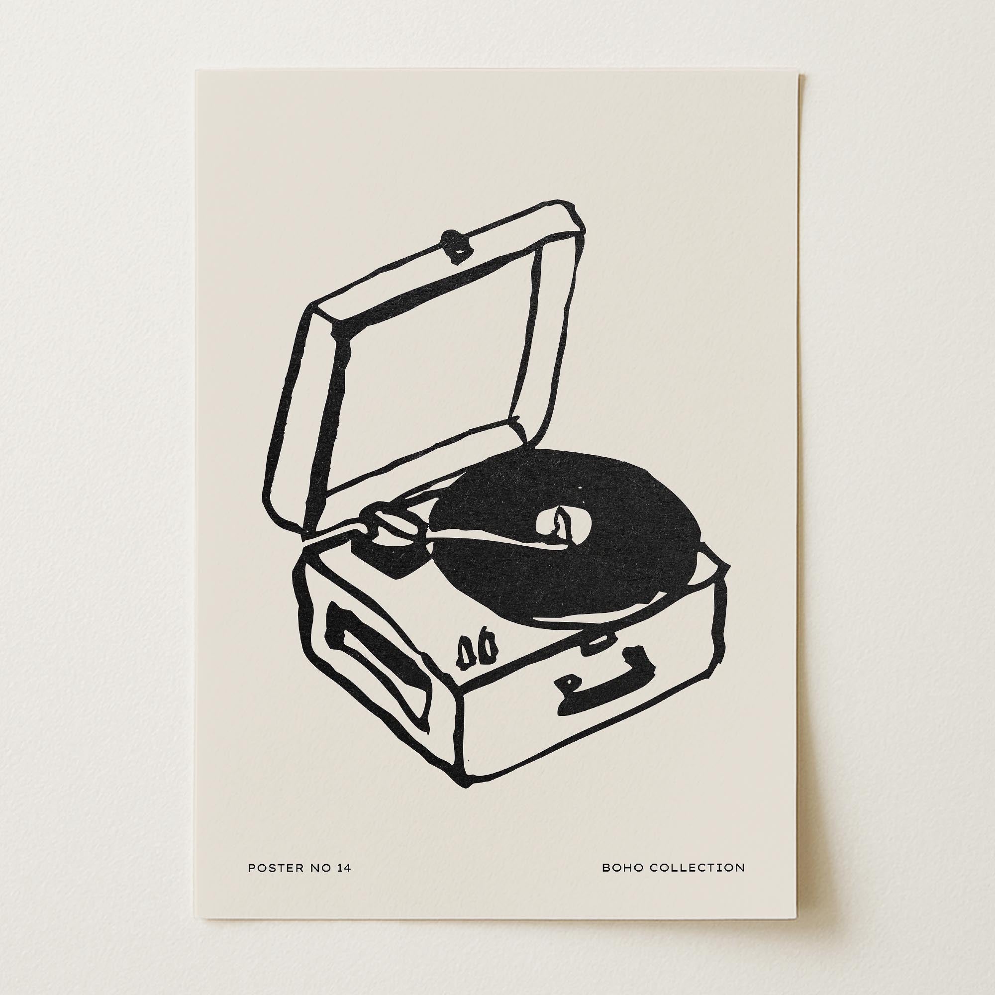 Record Player Wall Art Print-Skudaboo