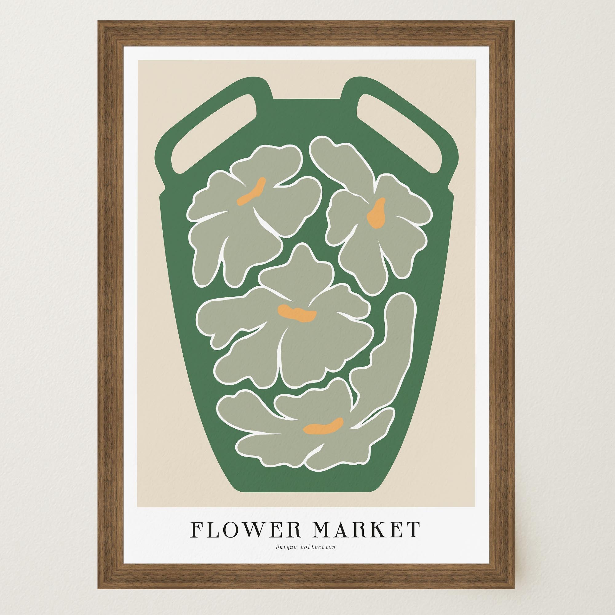 Green Flower Market Wall Art Print-Skudaboo