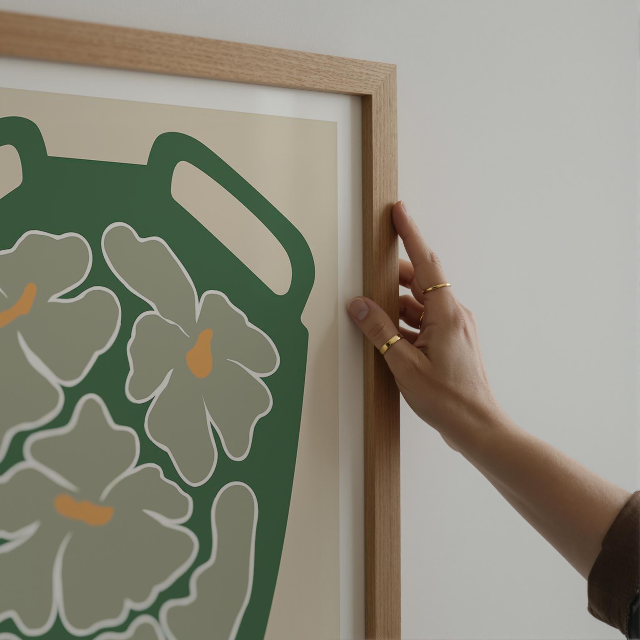 Green Flower Market Wall Art Print-Skudaboo