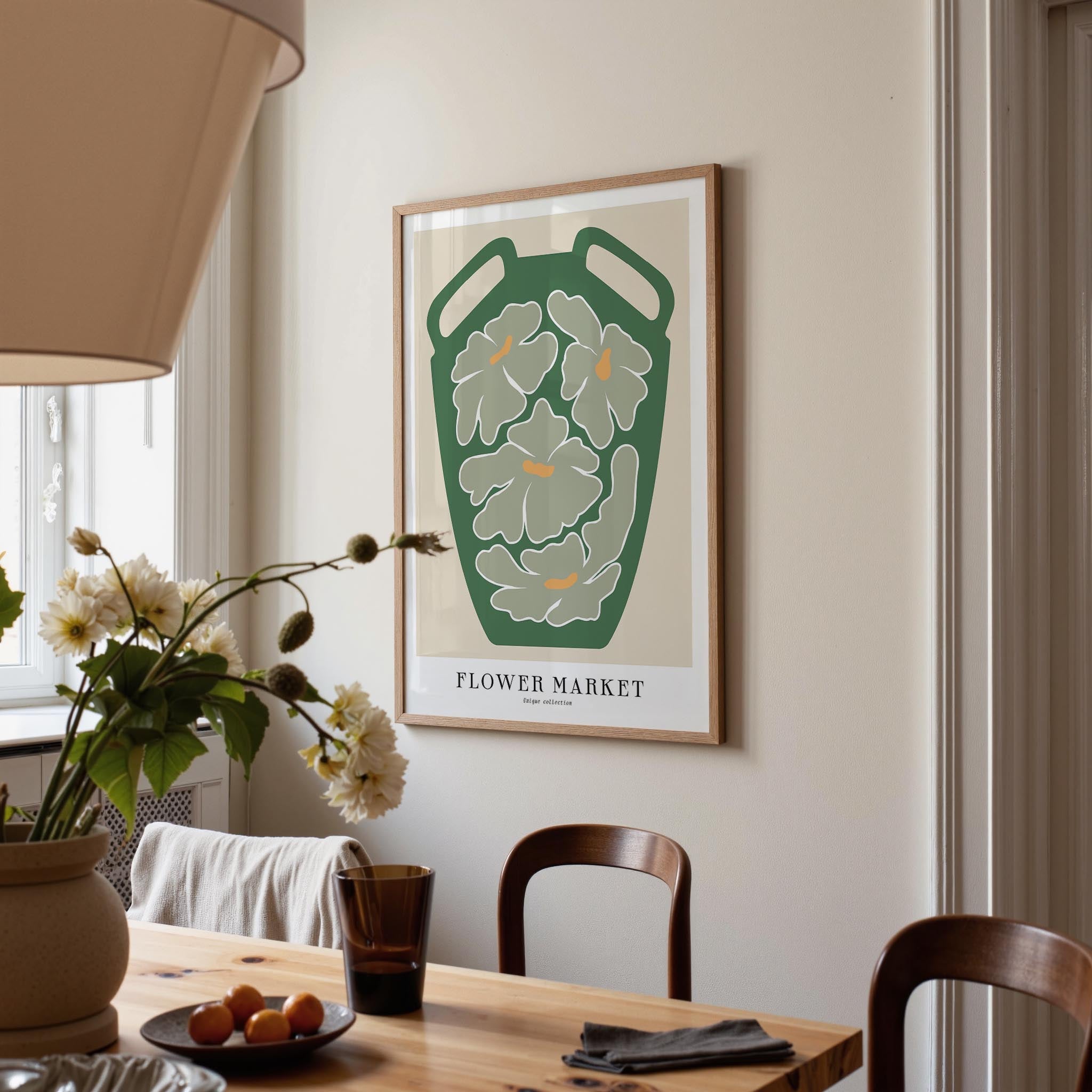 Green Flower Market Wall Art Print-Skudaboo