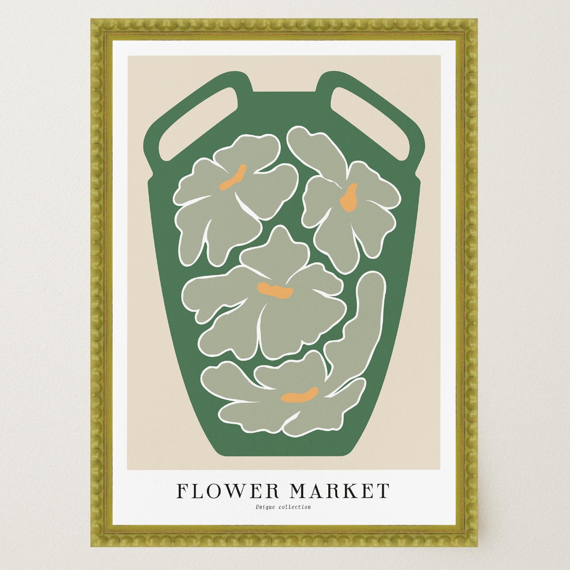 Green Flower Market Wall Art Print-Skudaboo