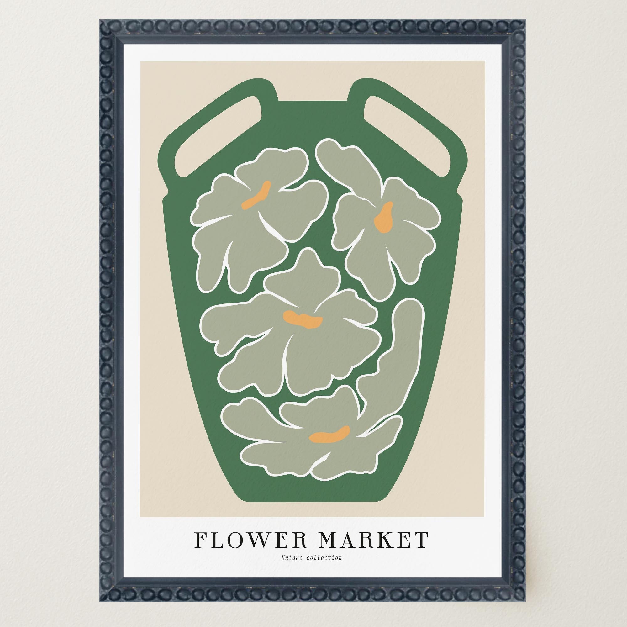 Green Flower Market Wall Art Print-Skudaboo