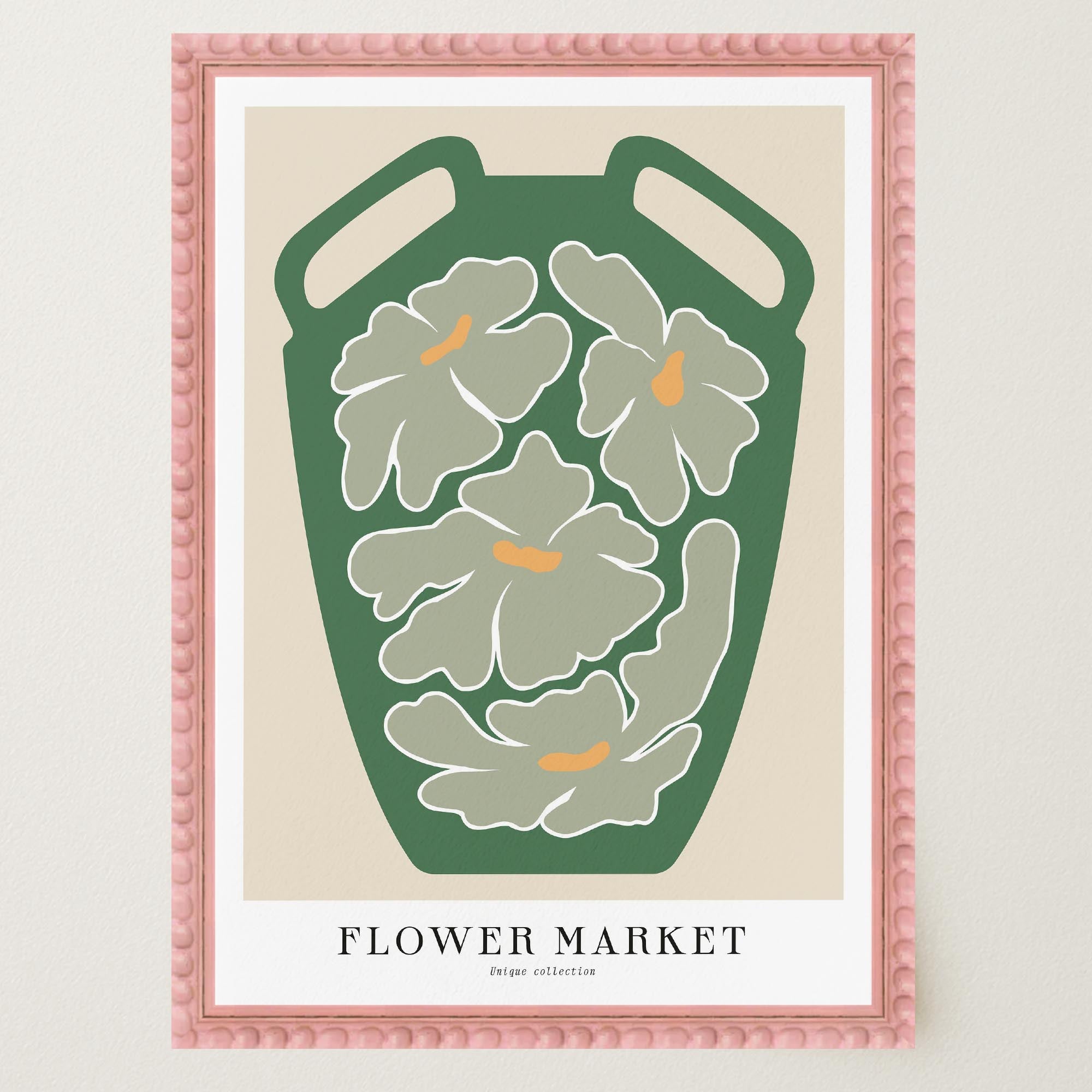 Green Flower Market Wall Art Print-Skudaboo