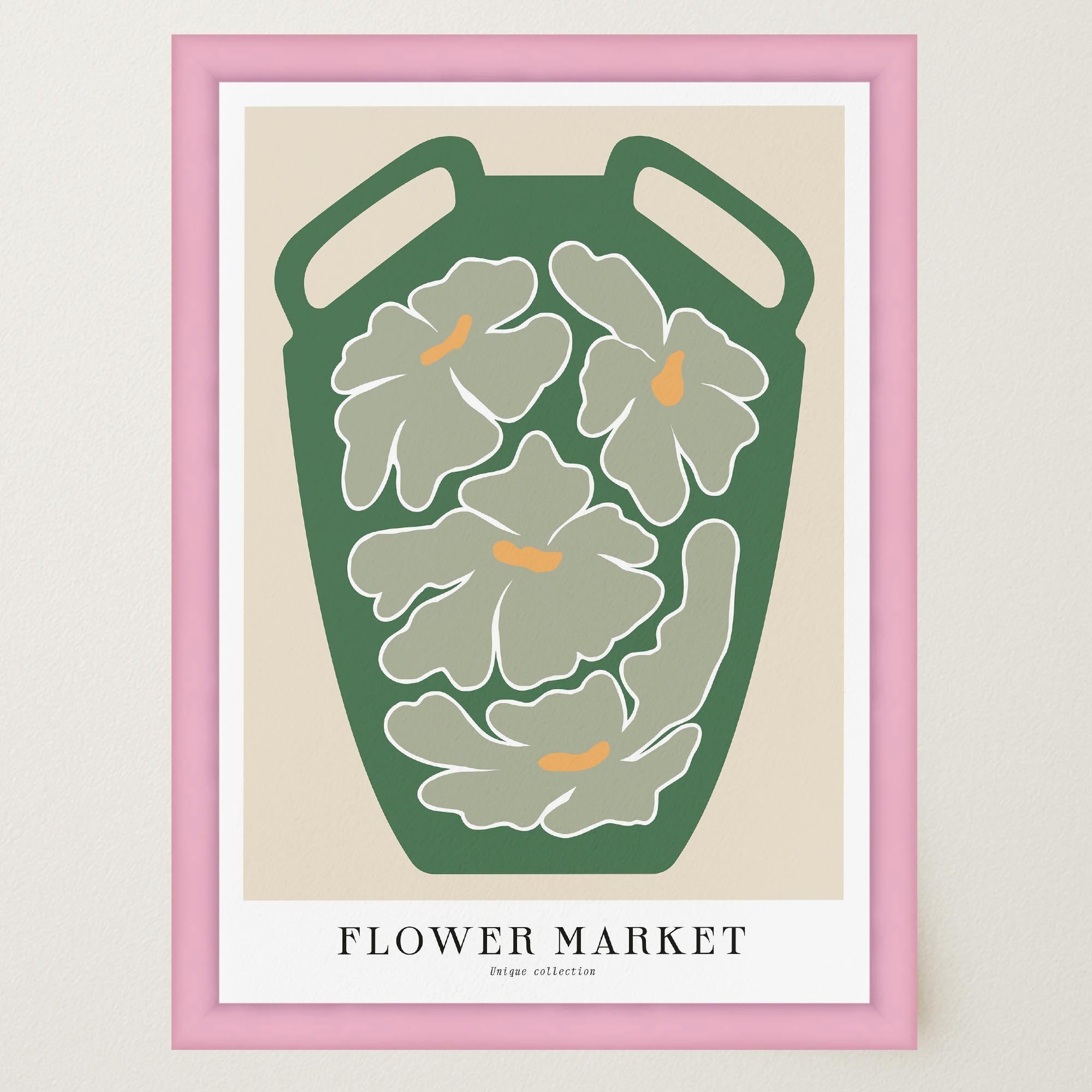 Green Flower Market Wall Art Print-Skudaboo