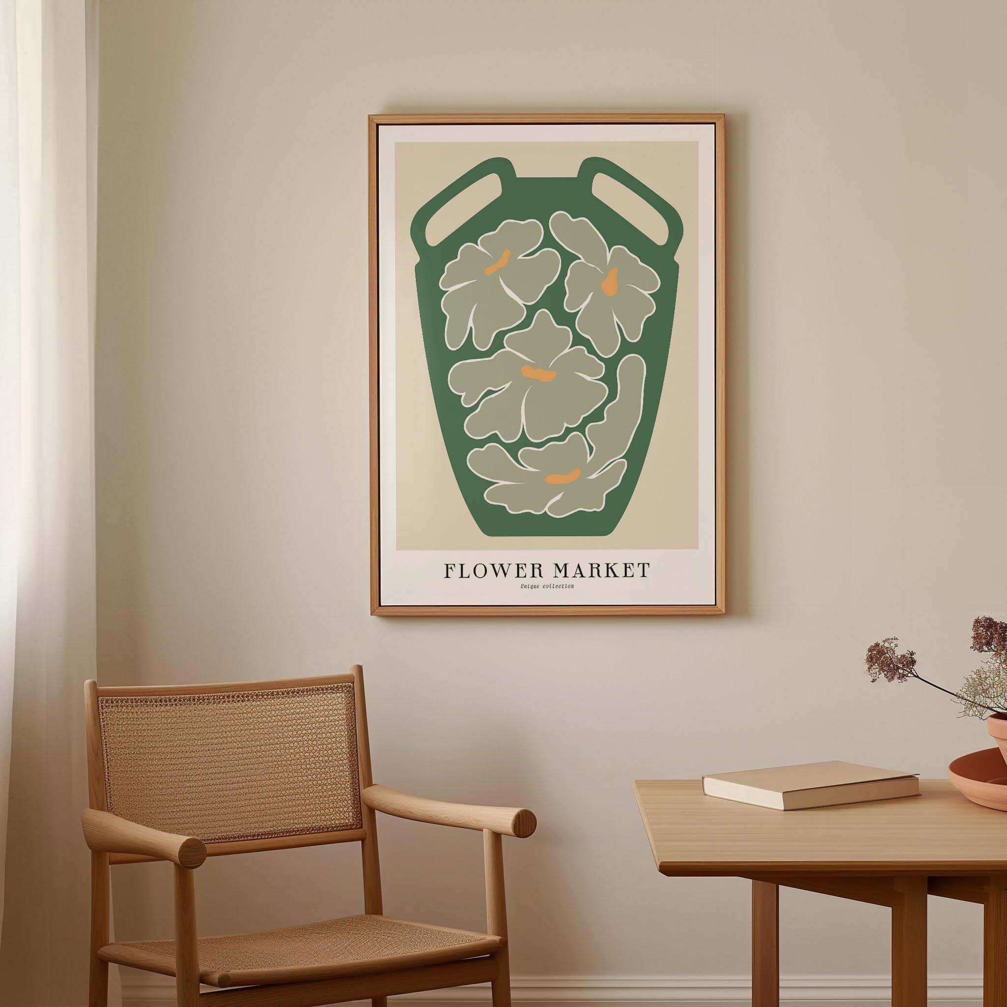 Green Flower Market Wall Art Print-Skudaboo