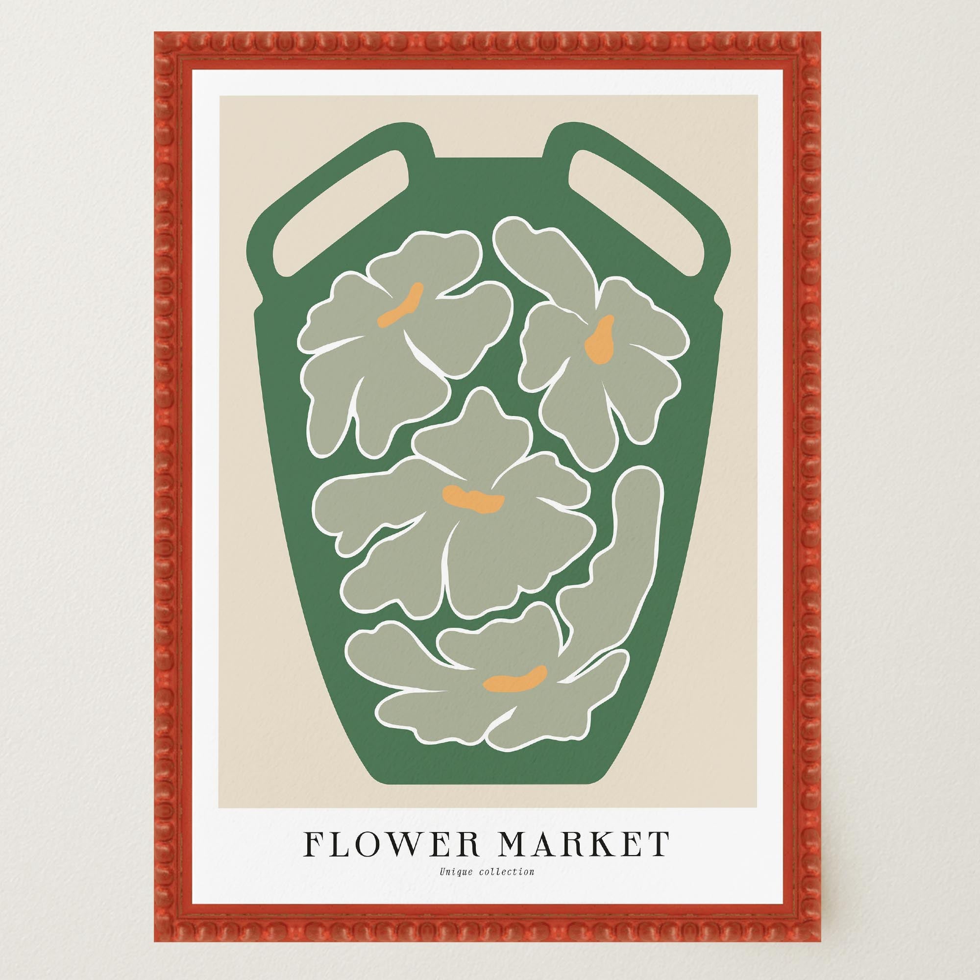 Green Flower Market Wall Art Print-Skudaboo