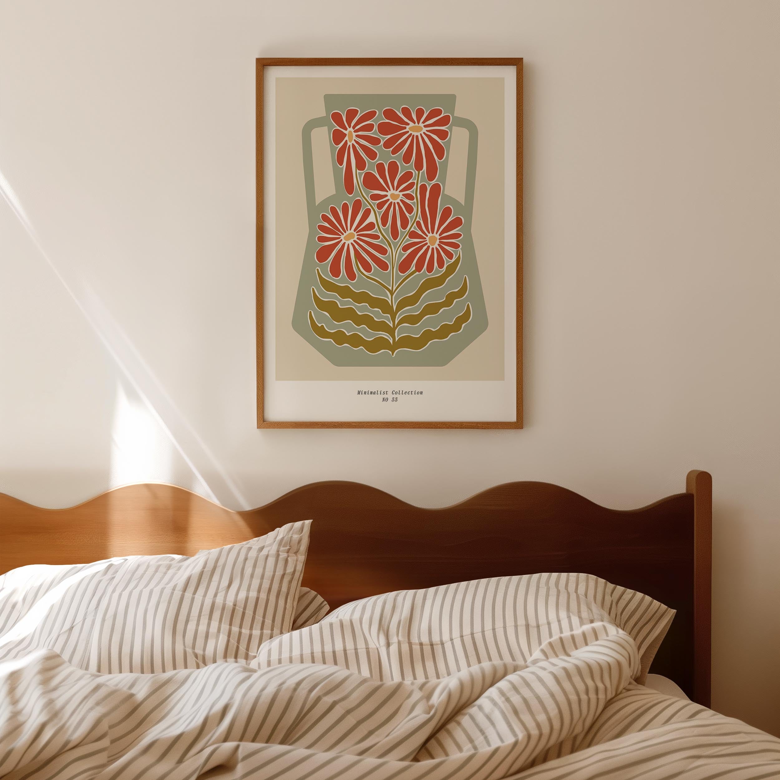 Green & Red Floral Vase Wall Art Print-Skudaboo