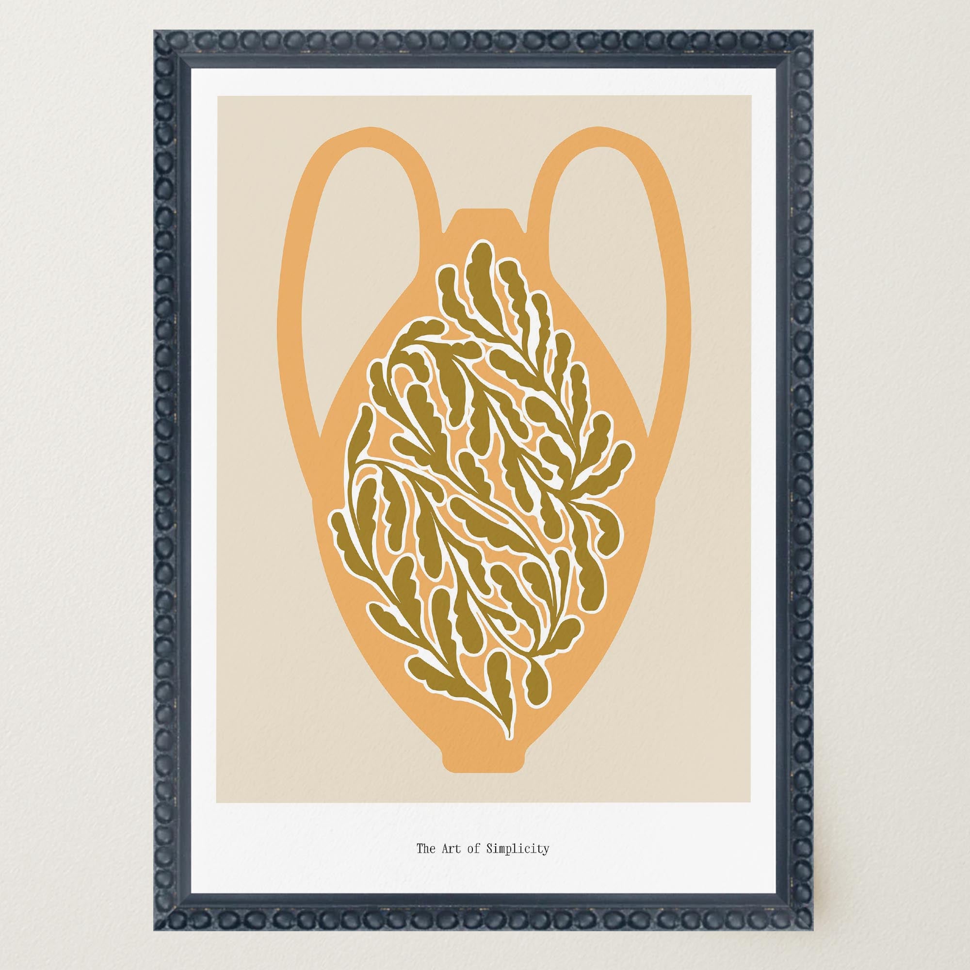 Yellow Scandi Botanical Vase Art Print-Skudaboo