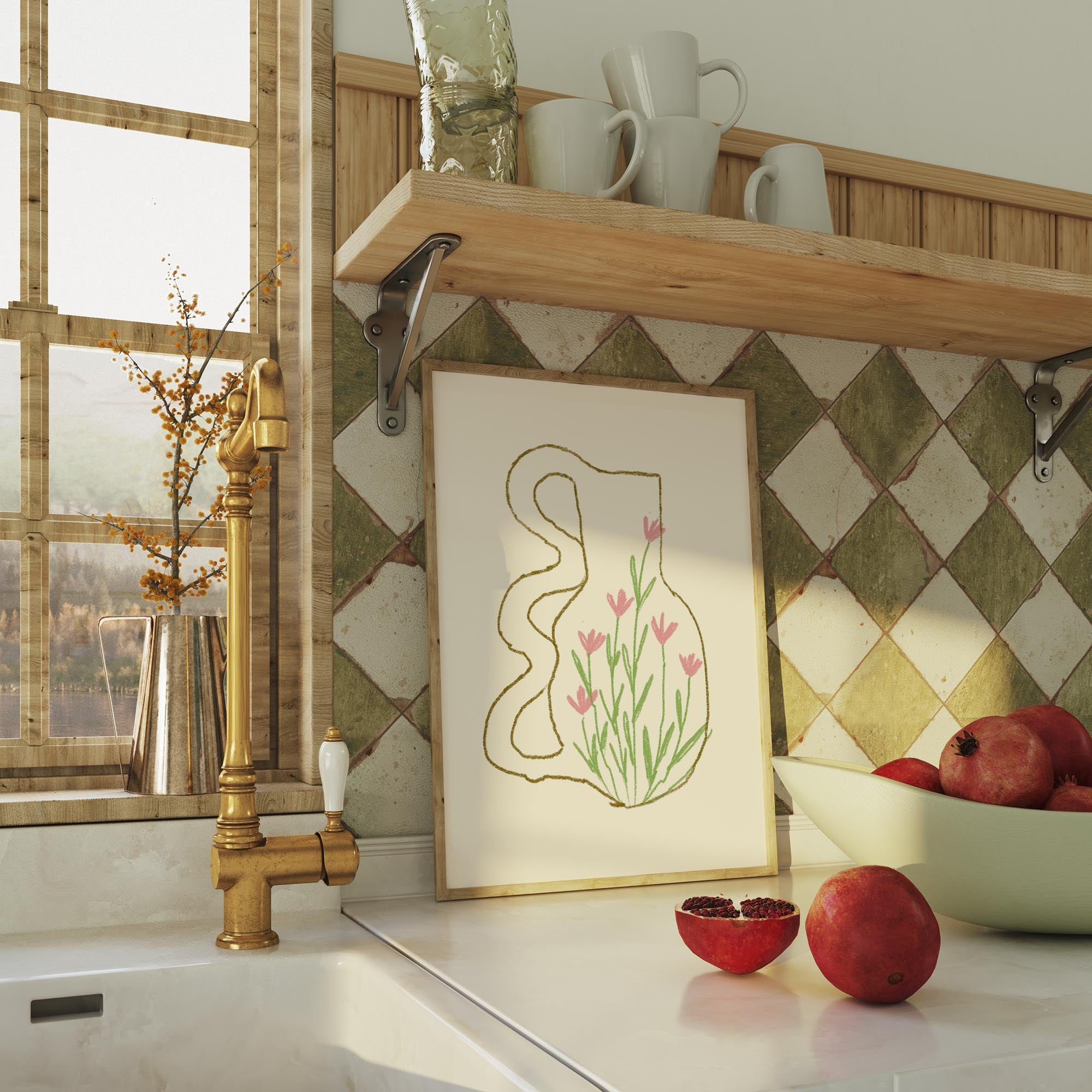 Abstract Floral Vase Wall Art Print-Skudaboo