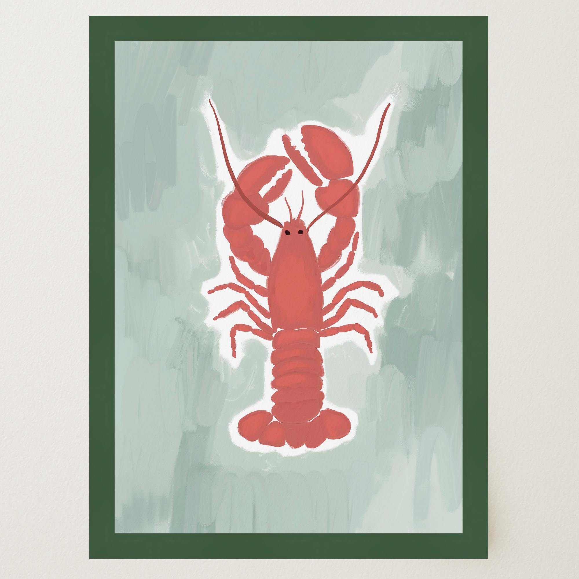 Red Lobster Illustration Wall Art Print-Skudaboo