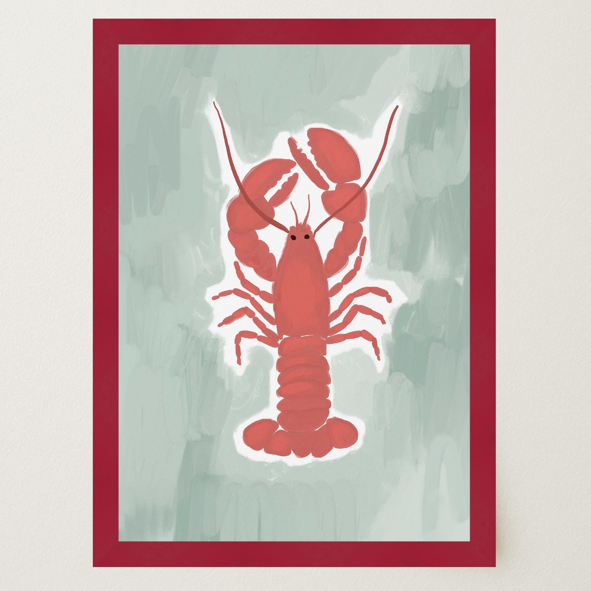 Red Lobster Illustration Wall Art Print-Skudaboo