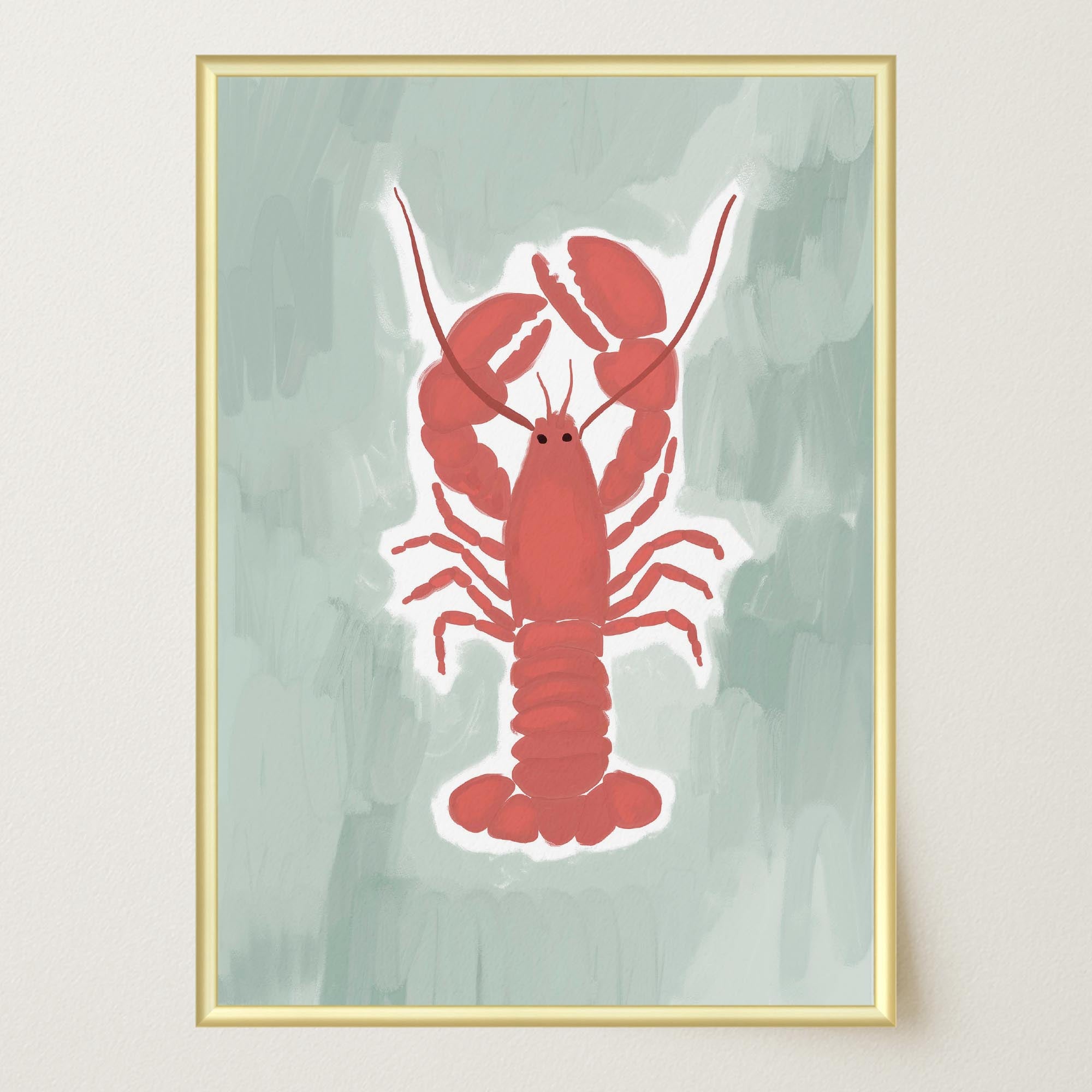 Red Lobster Illustration Wall Art Print-Skudaboo