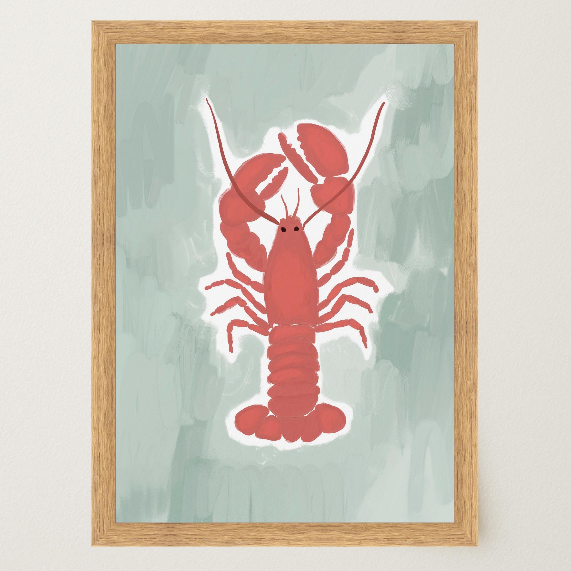 Red Lobster Illustration Wall Art Print-Skudaboo