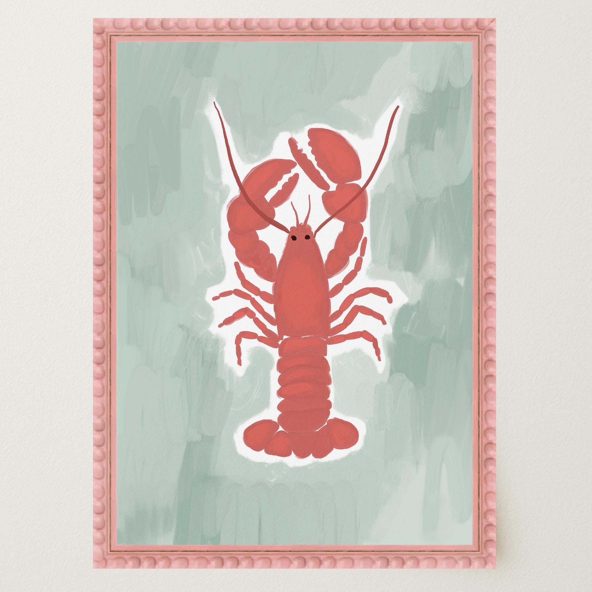 Red Lobster Illustration Wall Art Print-Skudaboo