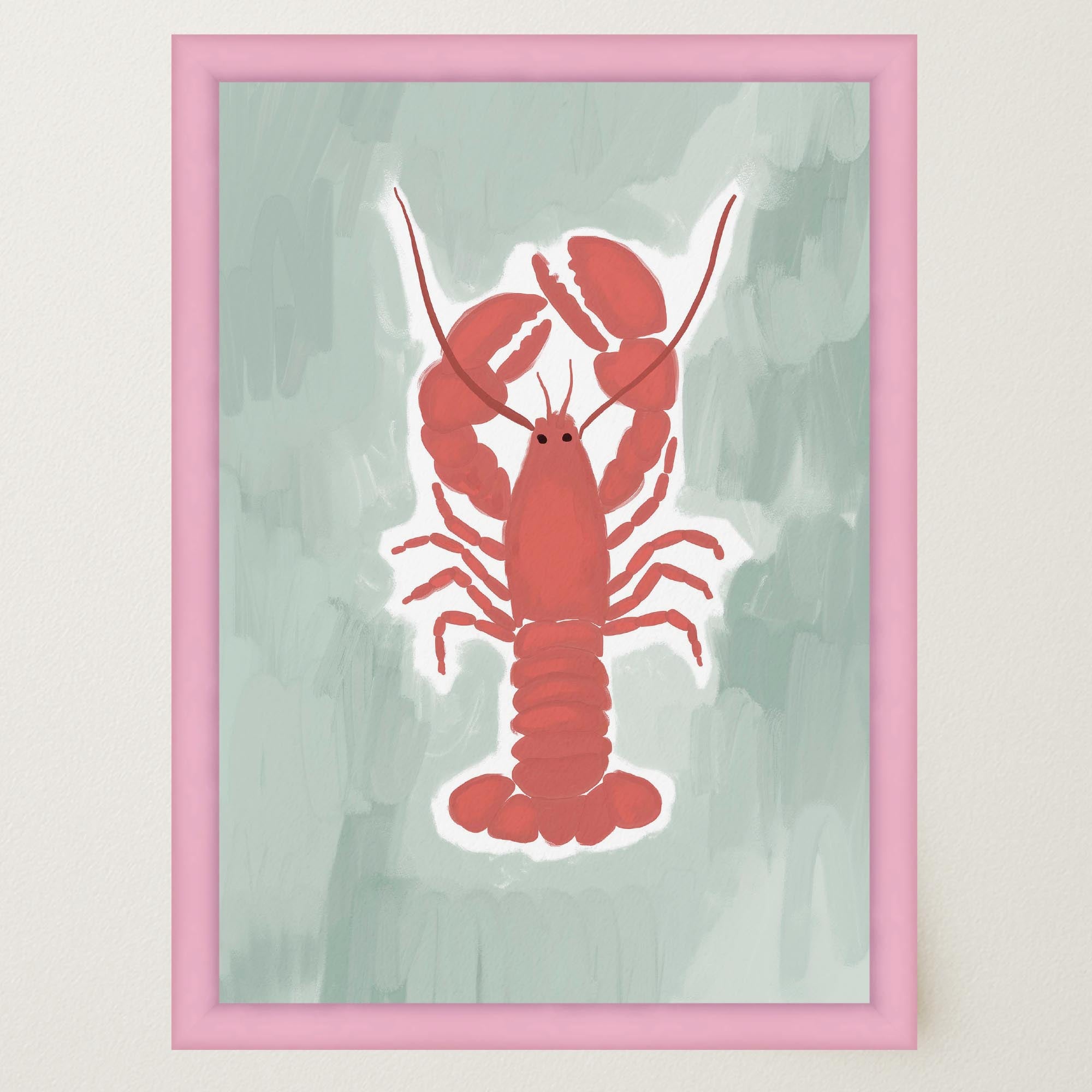 Red Lobster Illustration Wall Art Print-Skudaboo