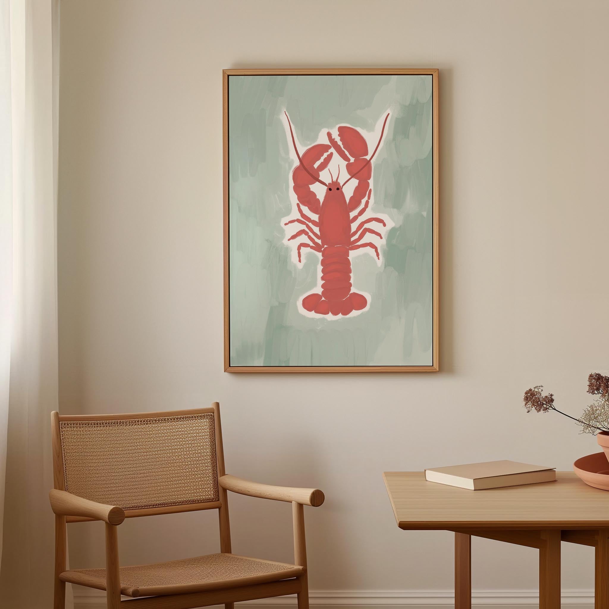 Red Lobster Illustration Wall Art Print-Skudaboo
