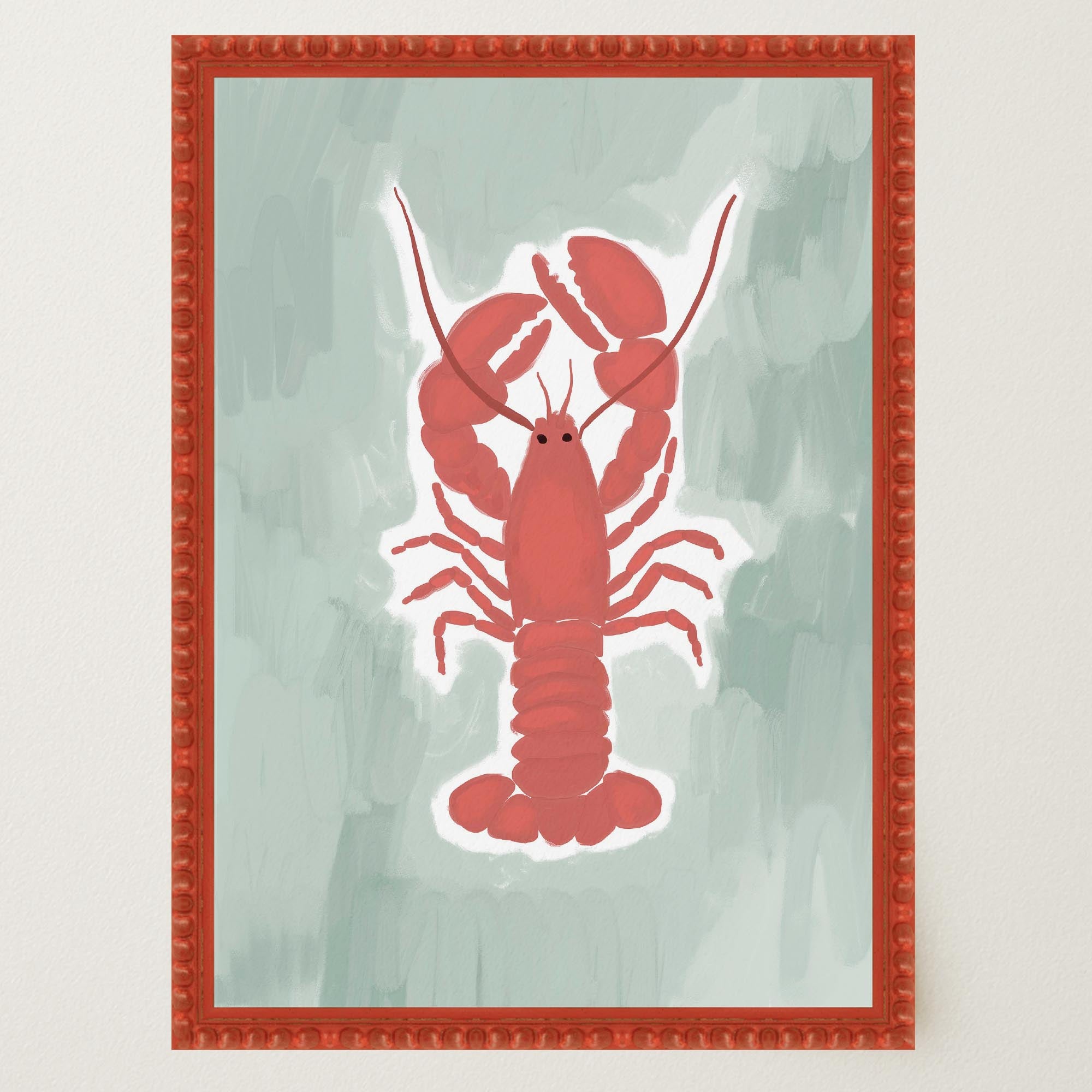 Red Lobster Illustration Wall Art Print-Skudaboo