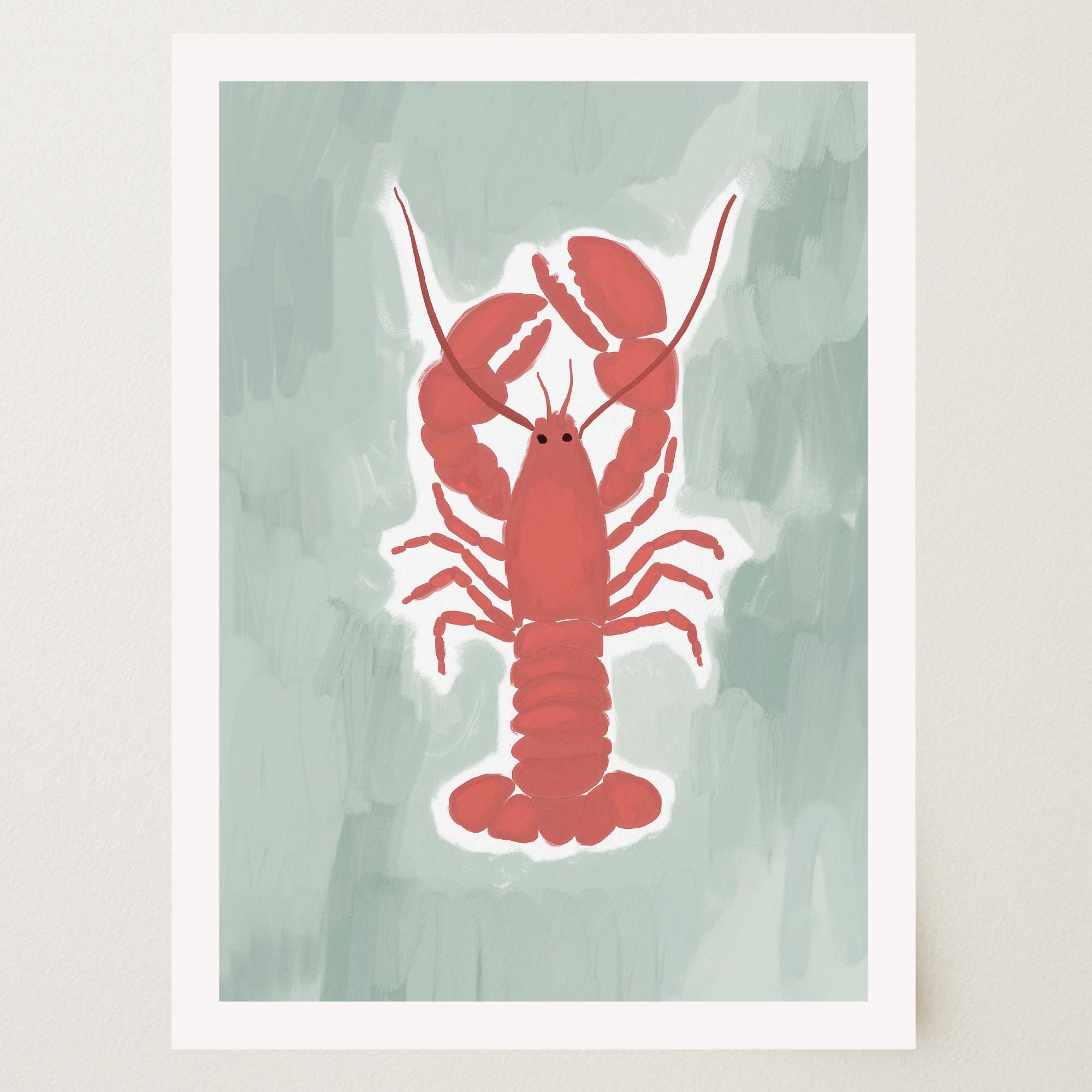 Red Lobster Illustration Wall Art Print-Skudaboo