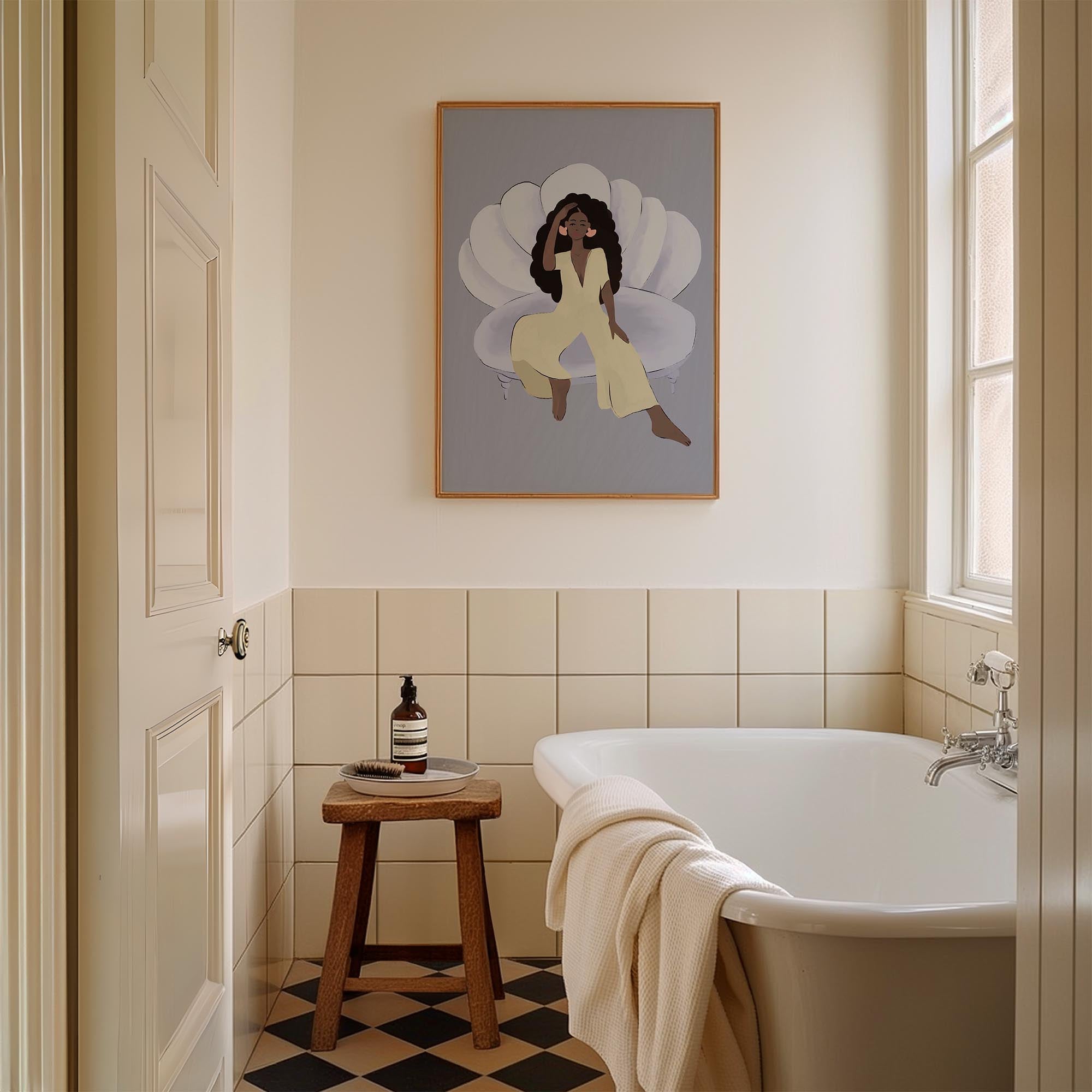 Woman Sitting in Chair Wall Art Print-Skudaboo