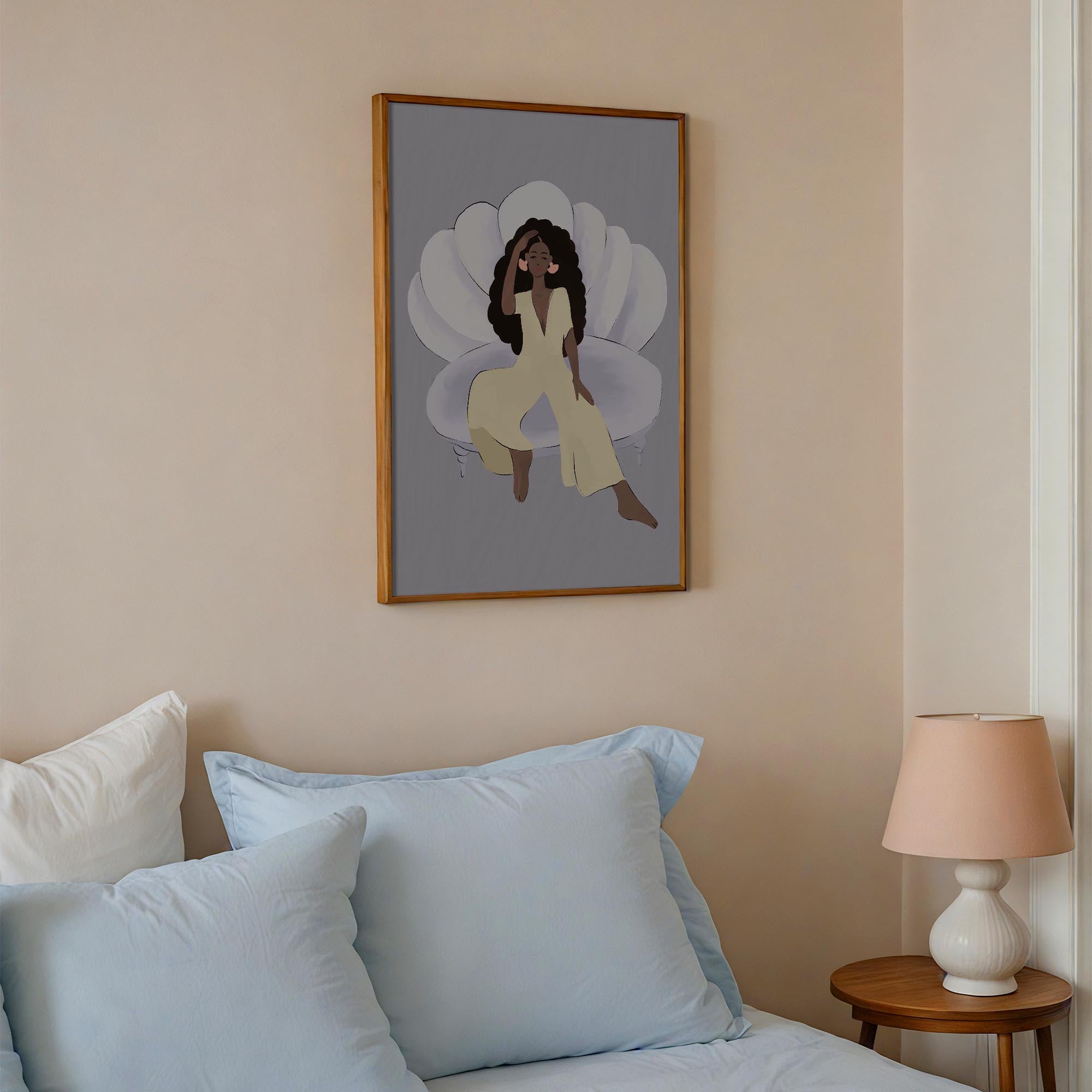 Woman Sitting in Chair Wall Art Print-Skudaboo