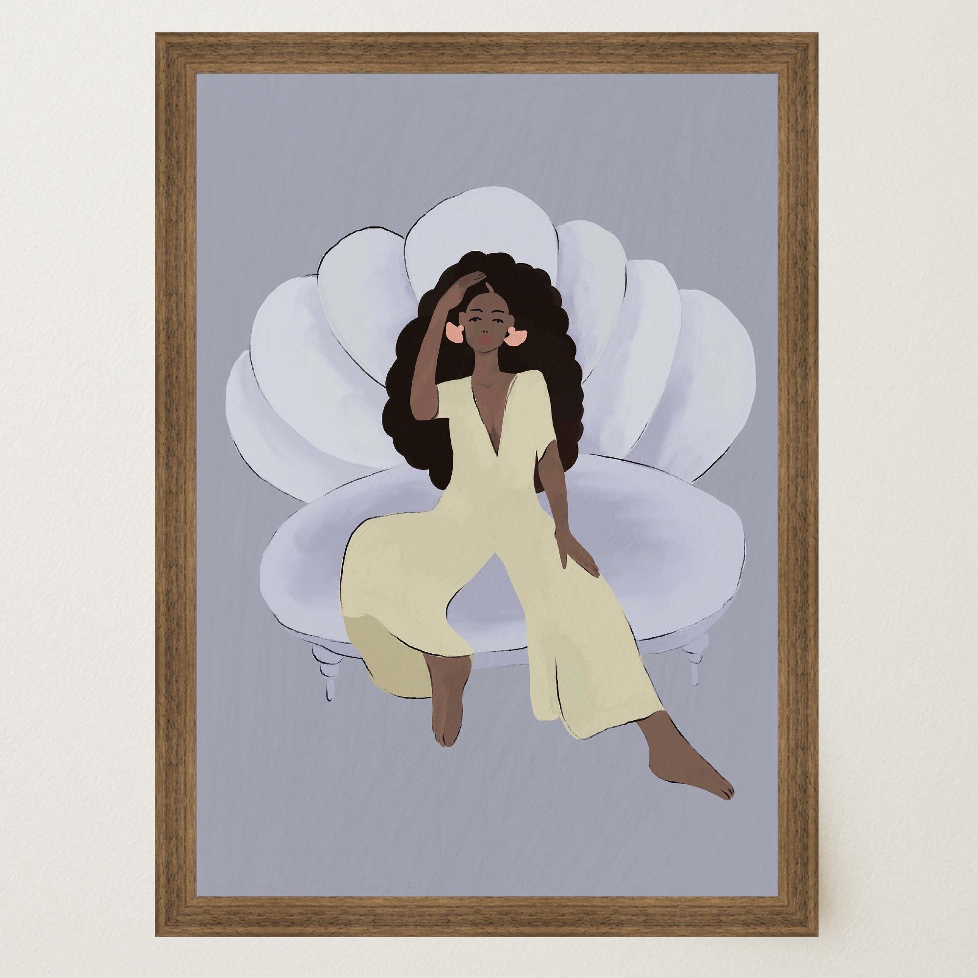 Woman Sitting in Chair Wall Art Print-Skudaboo