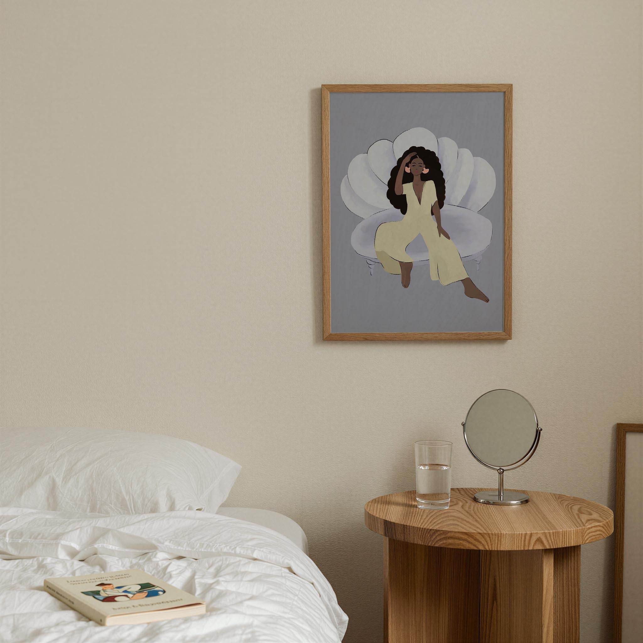 Woman Sitting in Chair Wall Art Print-Skudaboo