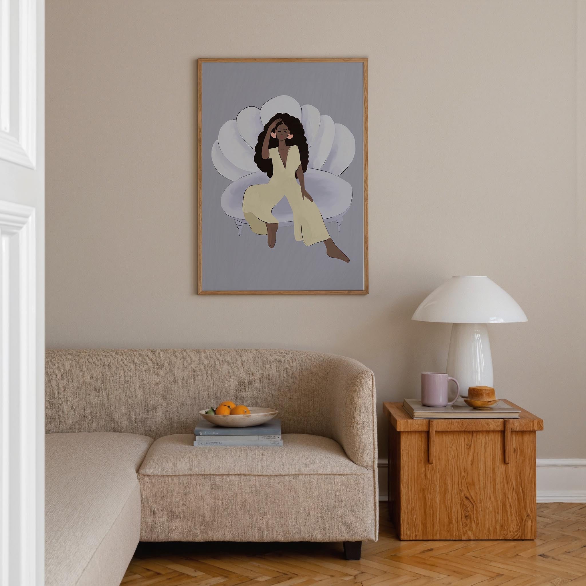 Woman Sitting in Chair Wall Art Print-Skudaboo